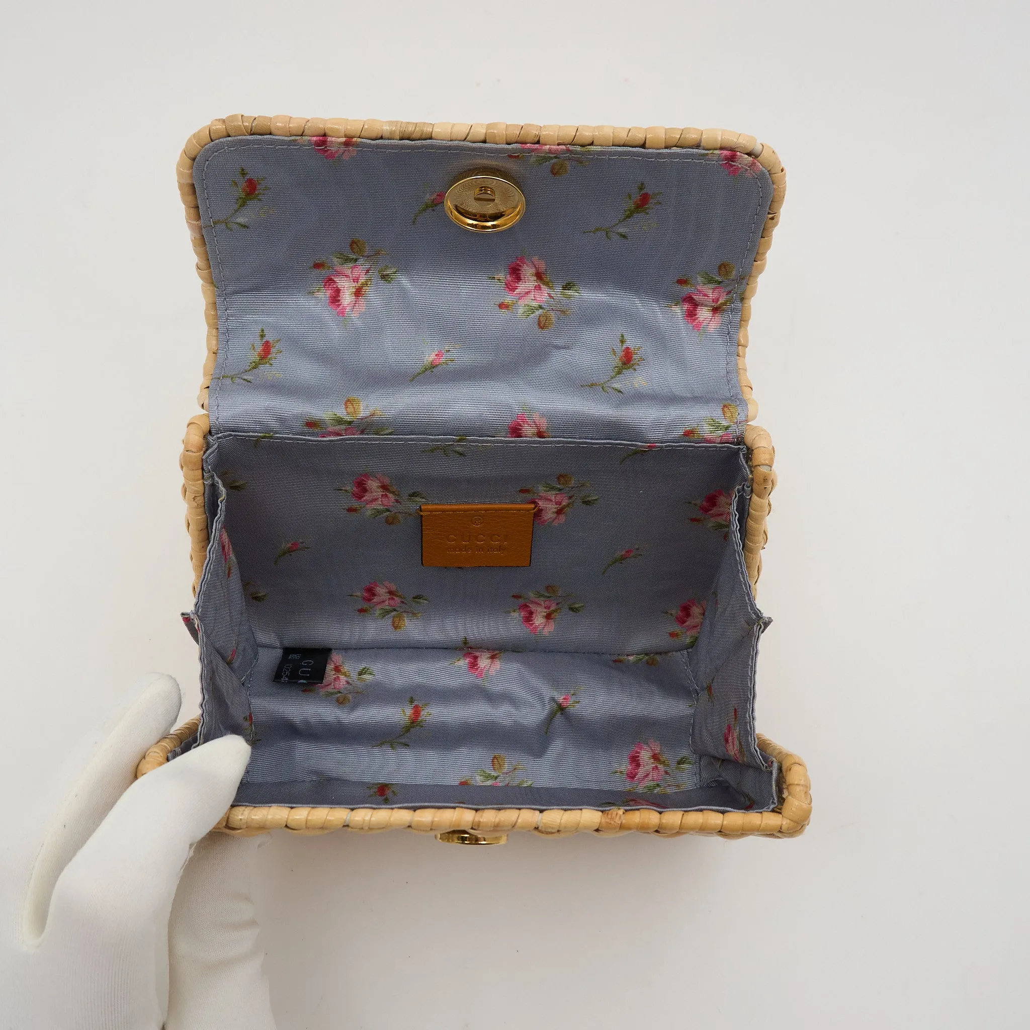 Gucci Glazed Wicker Mini Cestino Shoulder Bag