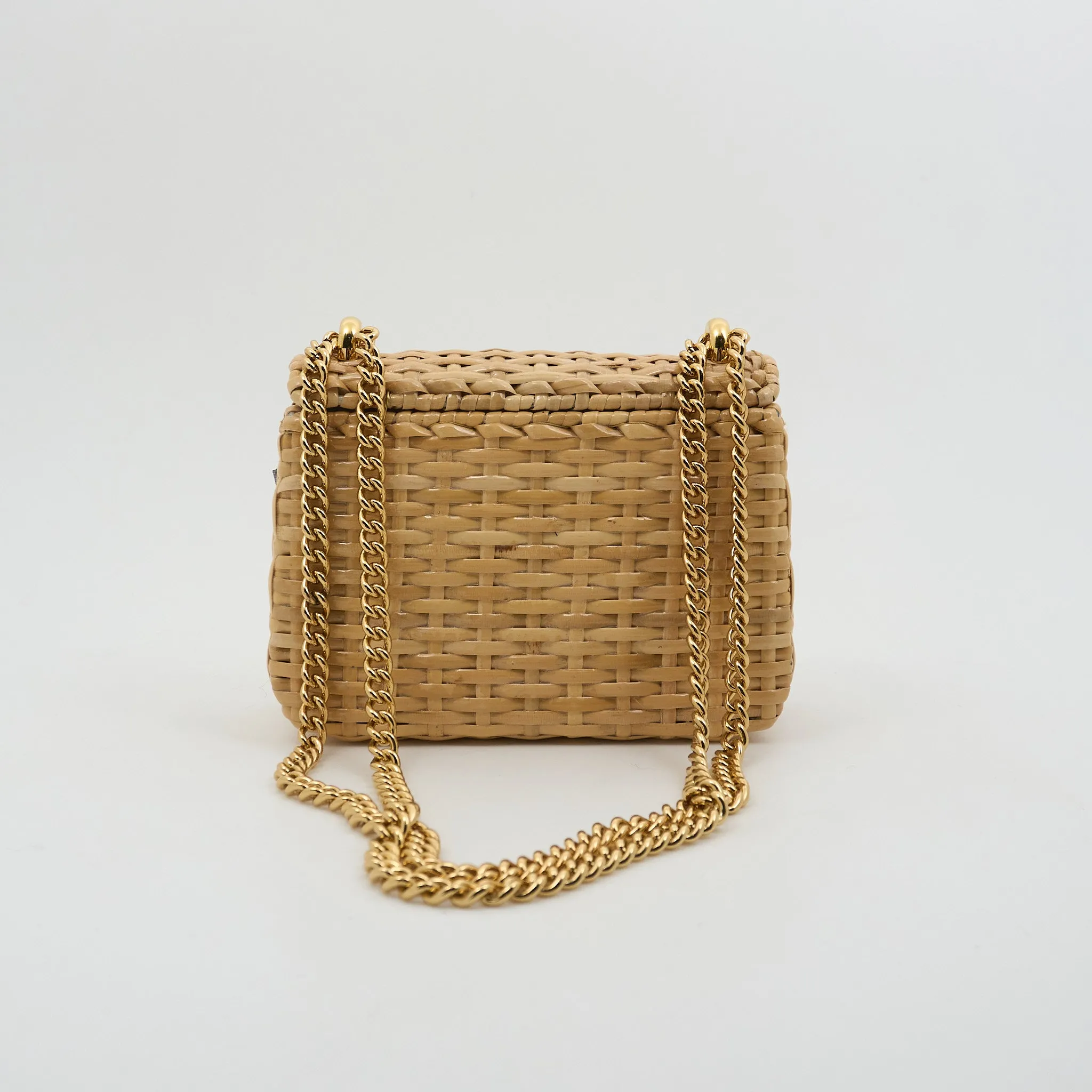 Gucci Glazed Wicker Mini Cestino Shoulder Bag