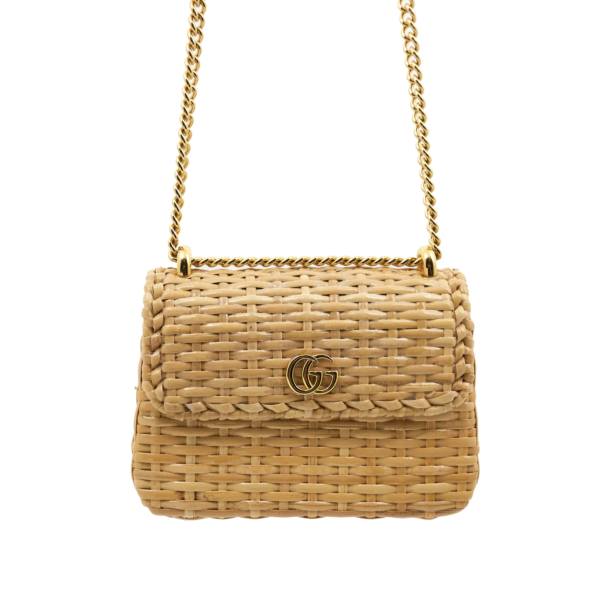 Gucci Glazed Wicker Mini Cestino Shoulder Bag