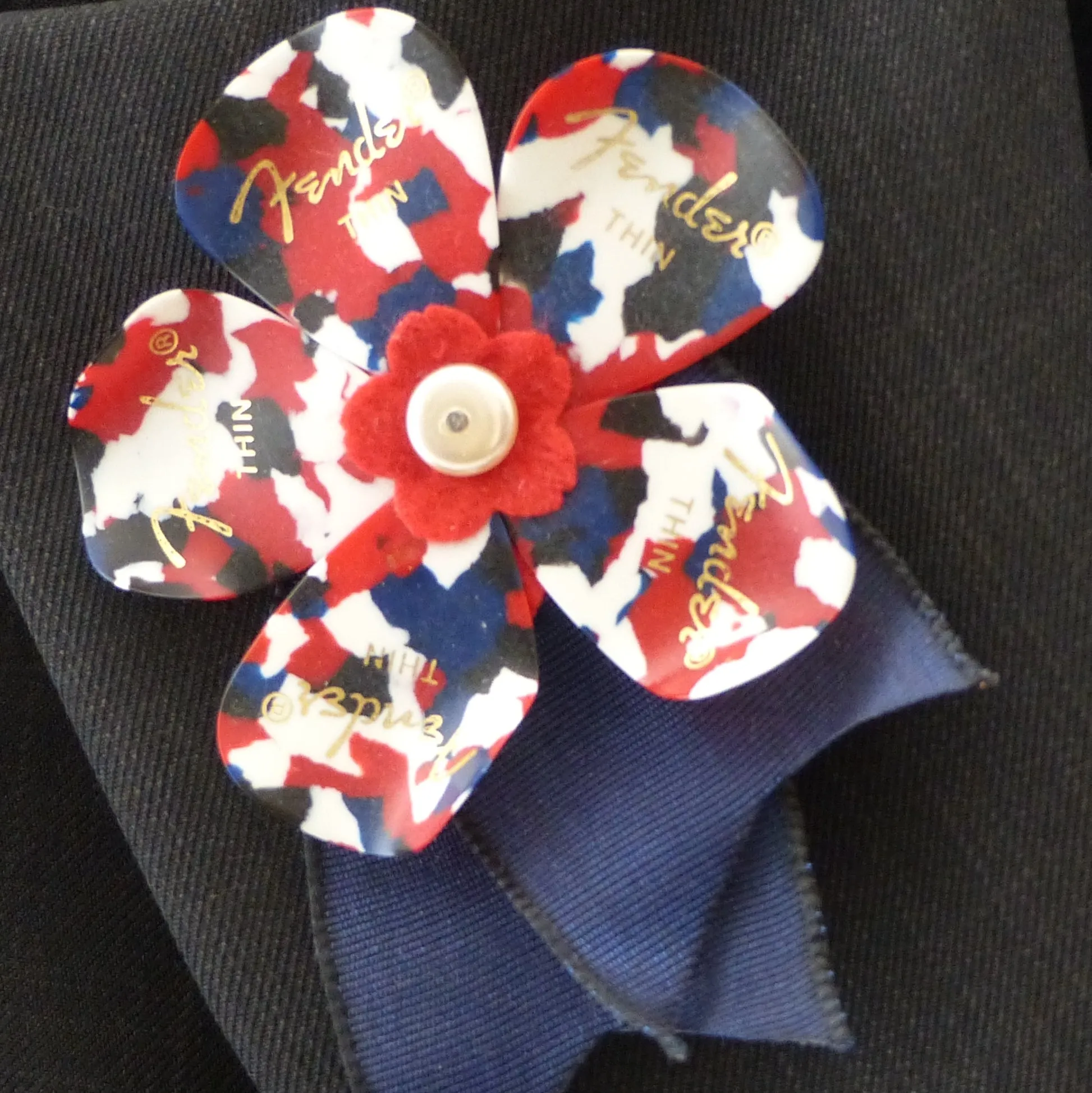 Guitar pick confetti buttonhole flower