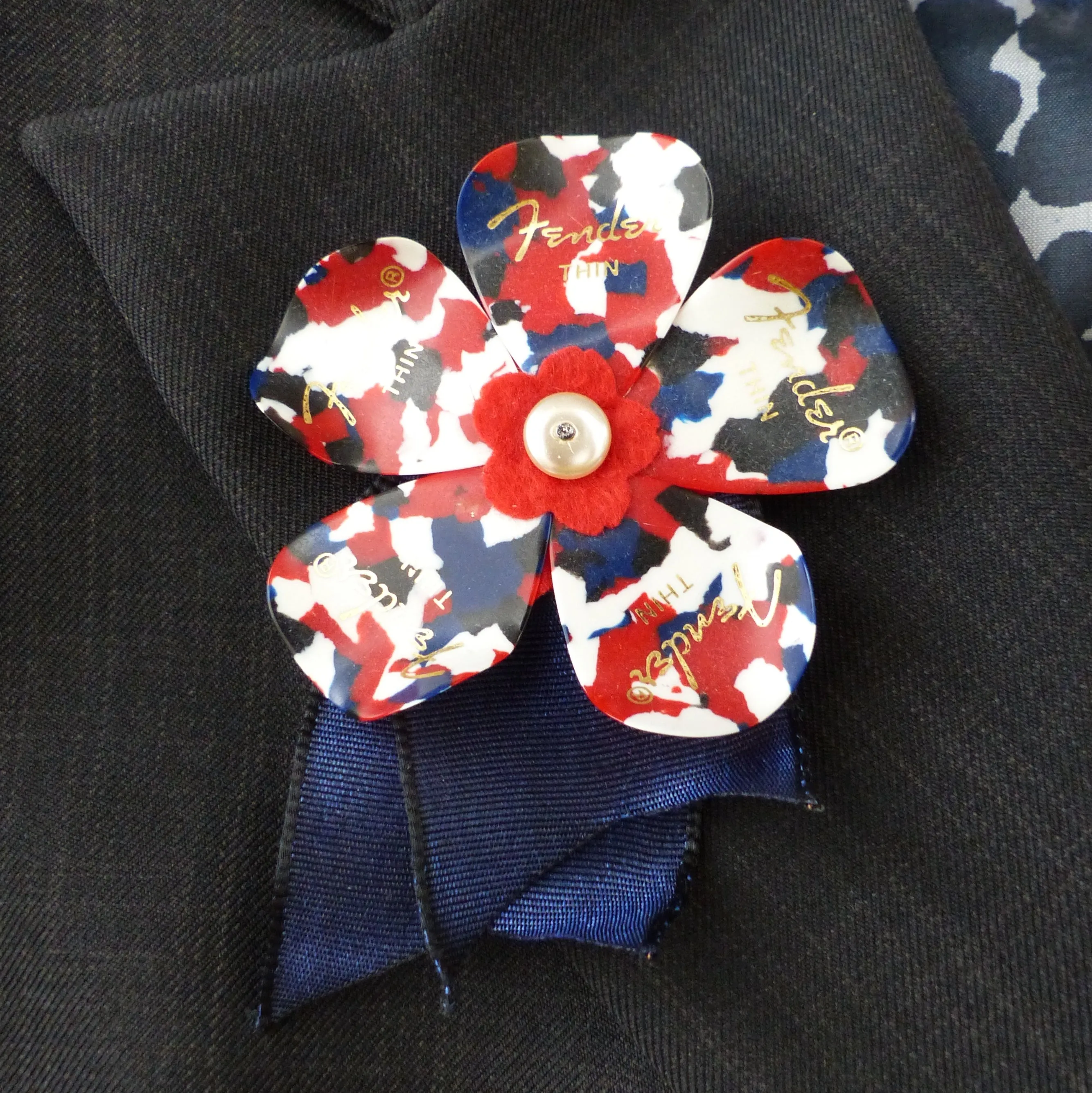 Guitar pick confetti buttonhole flower