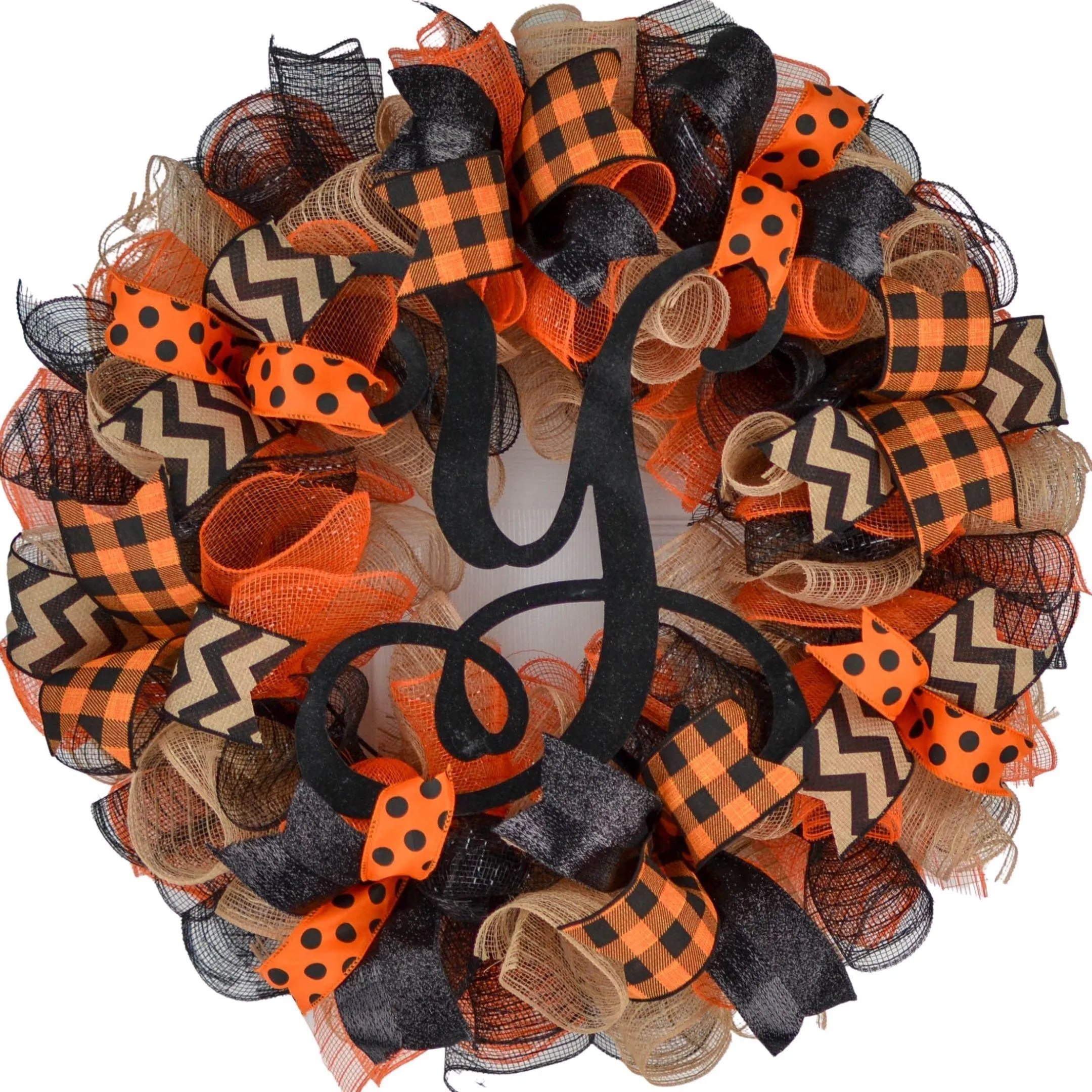 Halloween Door Hanging Wreaths, Orange Black