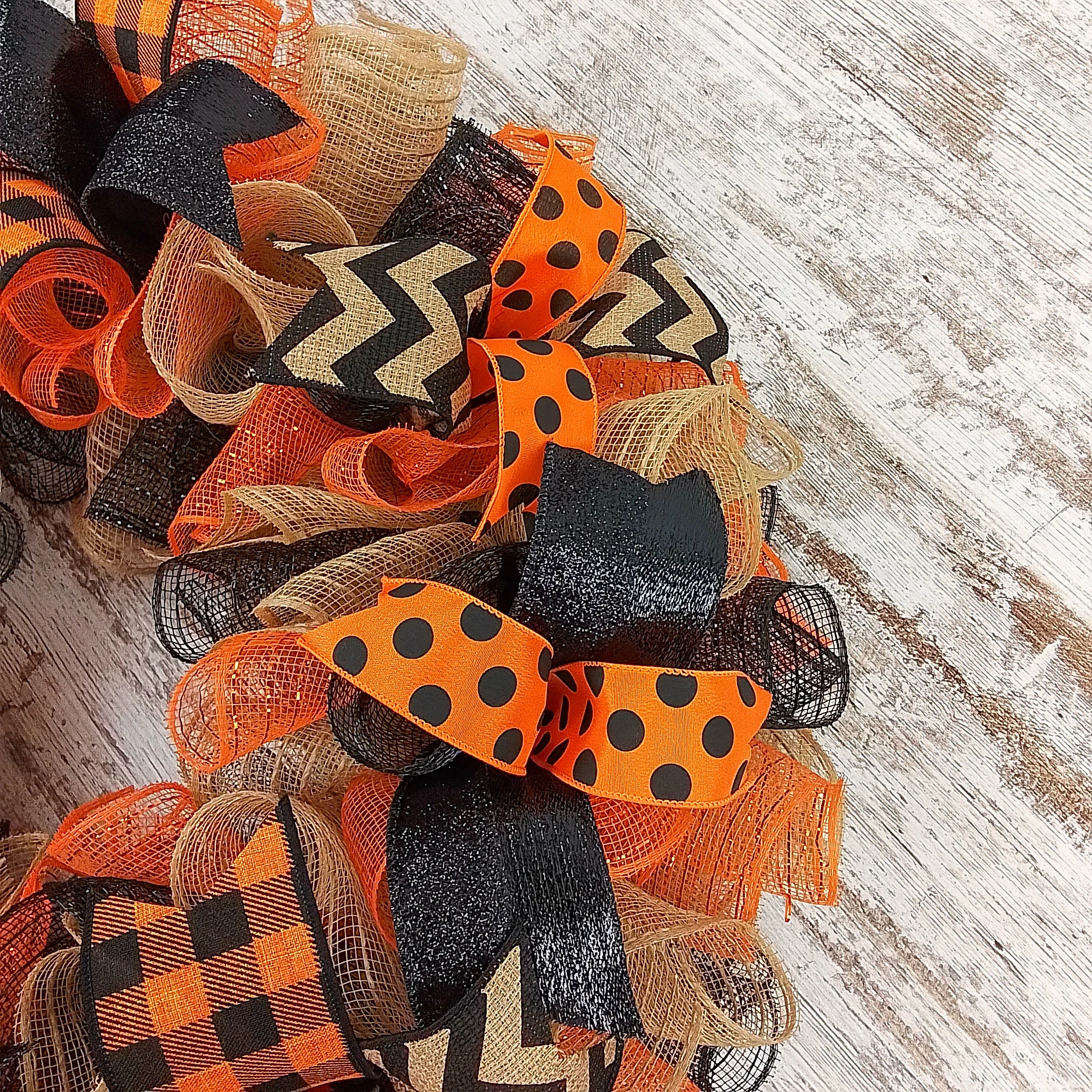 Halloween Door Hanging Wreaths, Orange Black