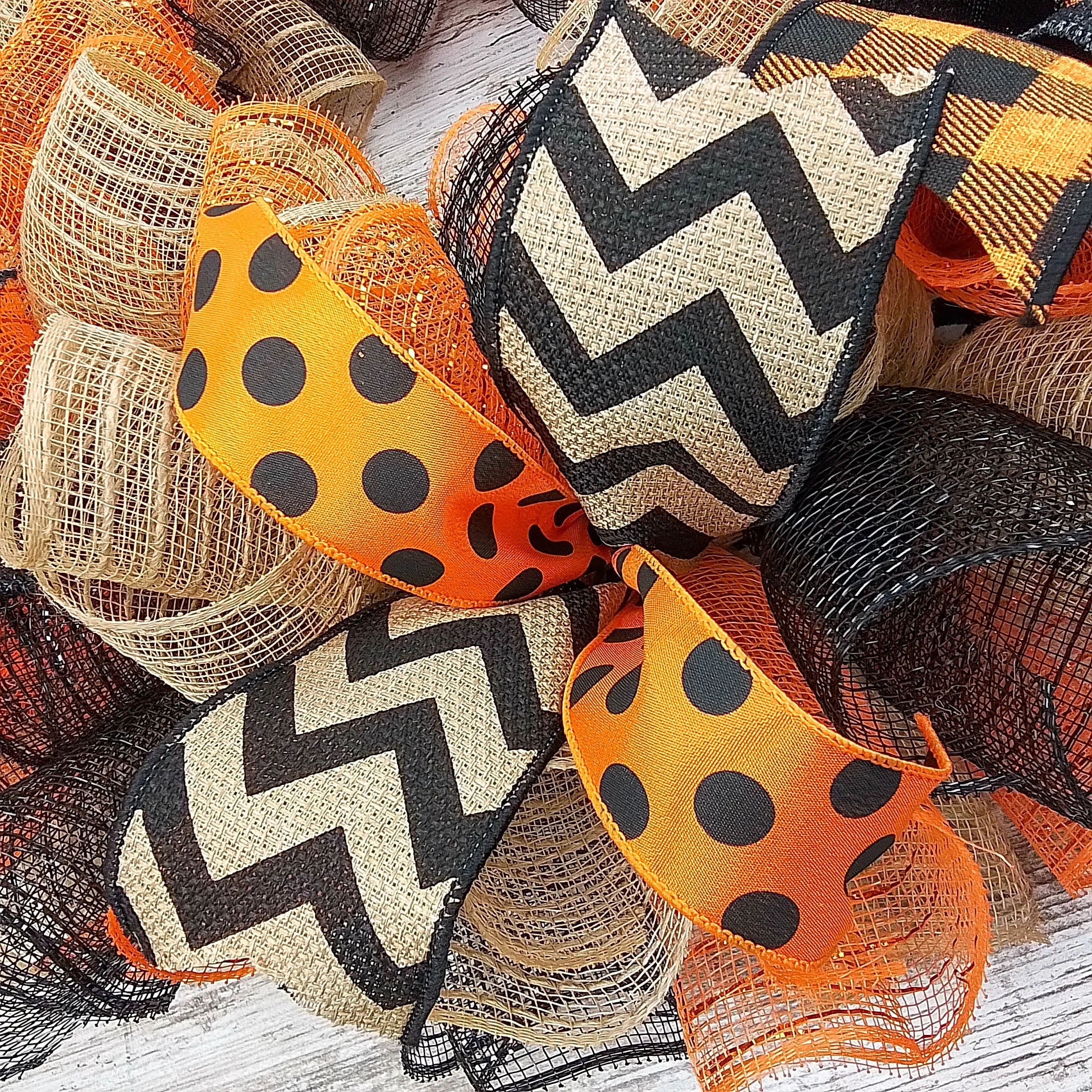 Halloween Door Hanging Wreaths, Orange Black