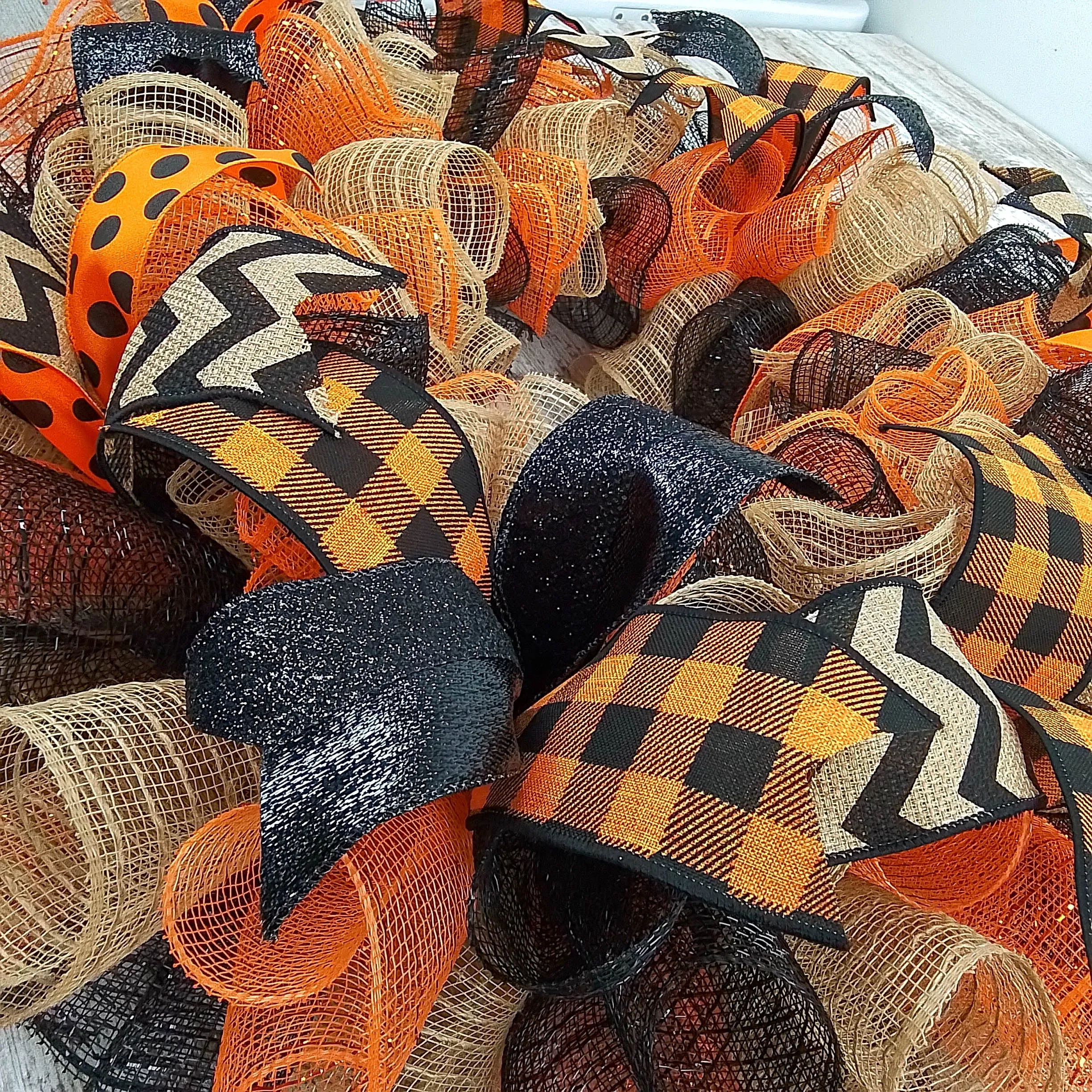 Halloween Door Hanging Wreaths, Orange Black