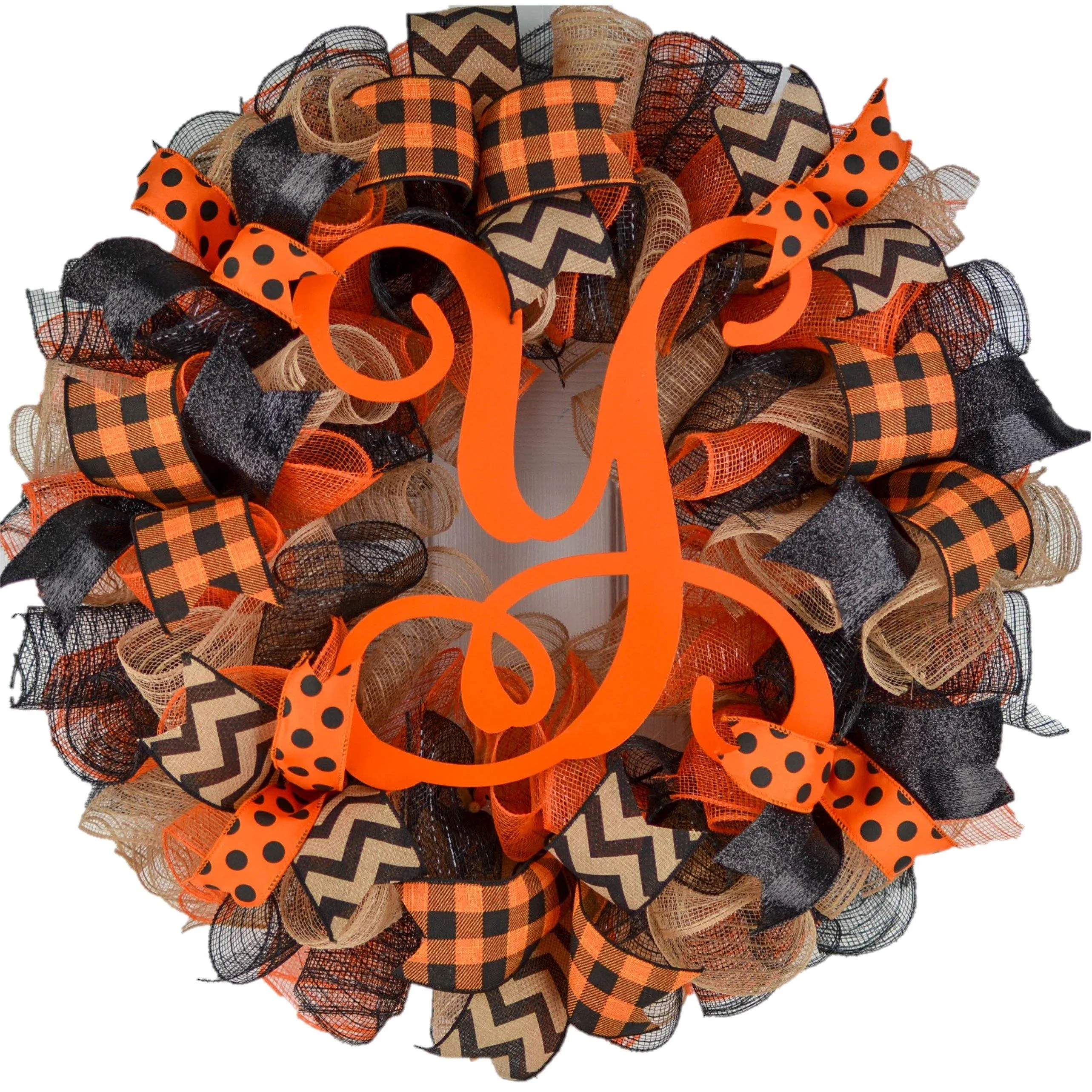 Halloween Door Hanging Wreaths, Orange Black