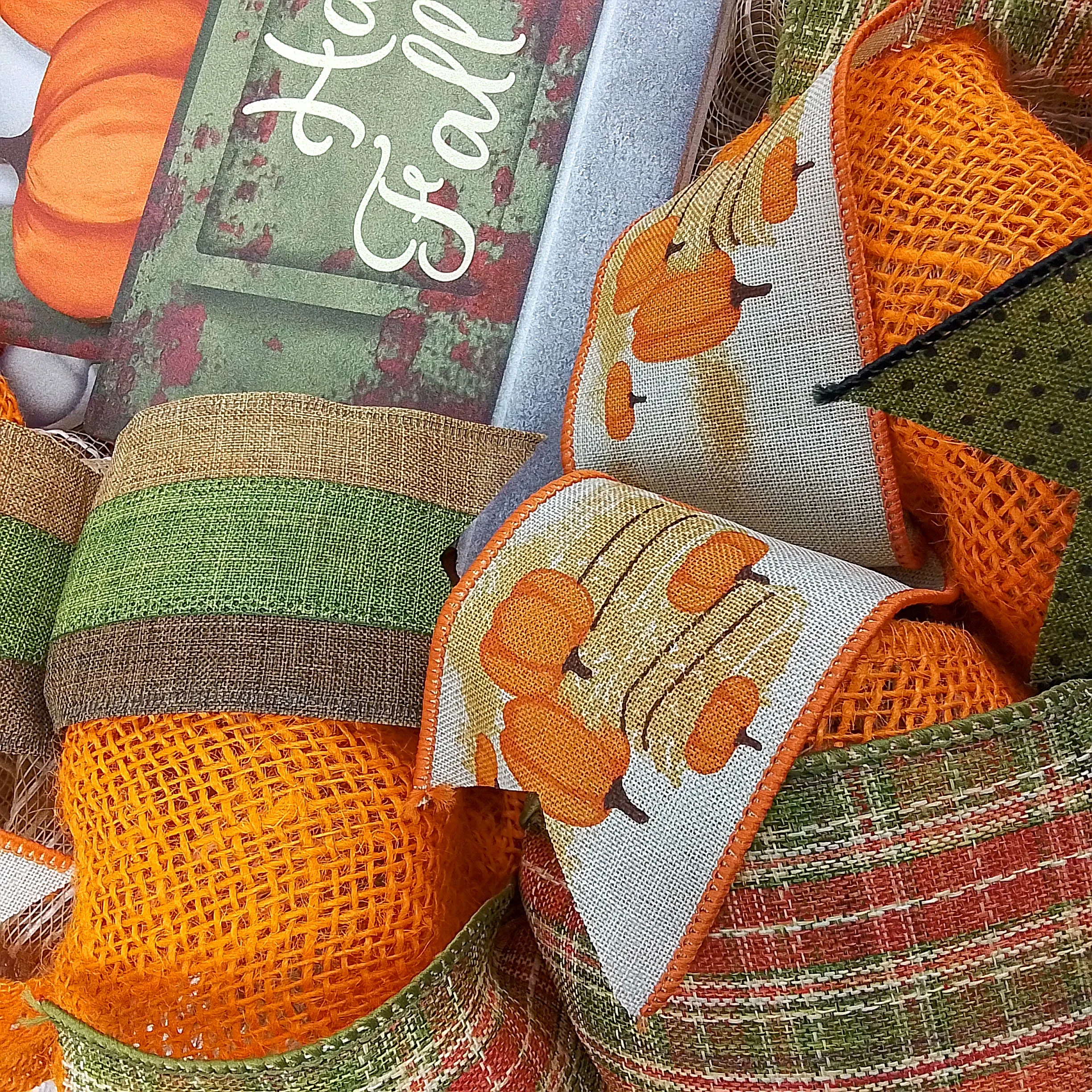 Happy Fall Y'All Wreath - Farm Truck Thanksgiving Front Door Wreath - Brown Orange Burlap Green