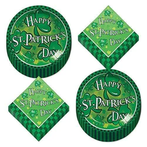 Happy St. Patrick's Day Paper Dinner Plates and Luncheon Napkins (Serves 16)