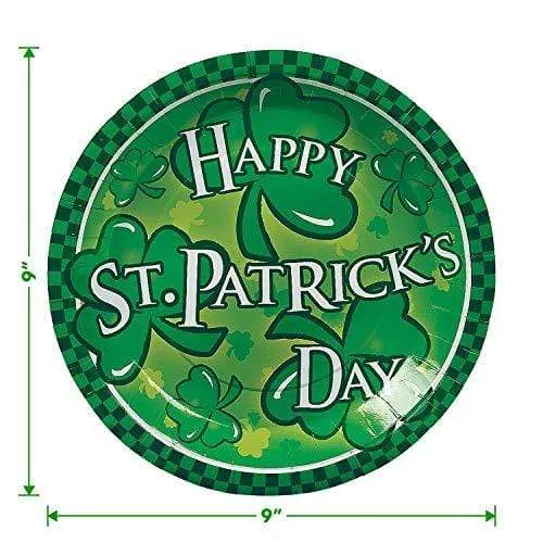 Happy St. Patrick's Day Paper Dinner Plates and Luncheon Napkins (Serves 16)