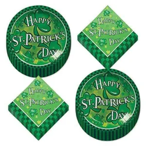 Happy St. Patrick's Day Paper Dinner Plates and Luncheon Napkins (Serves 16)