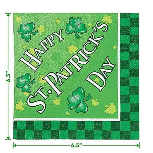 Happy St. Patrick's Day Paper Dinner Plates and Luncheon Napkins (Serves 16)