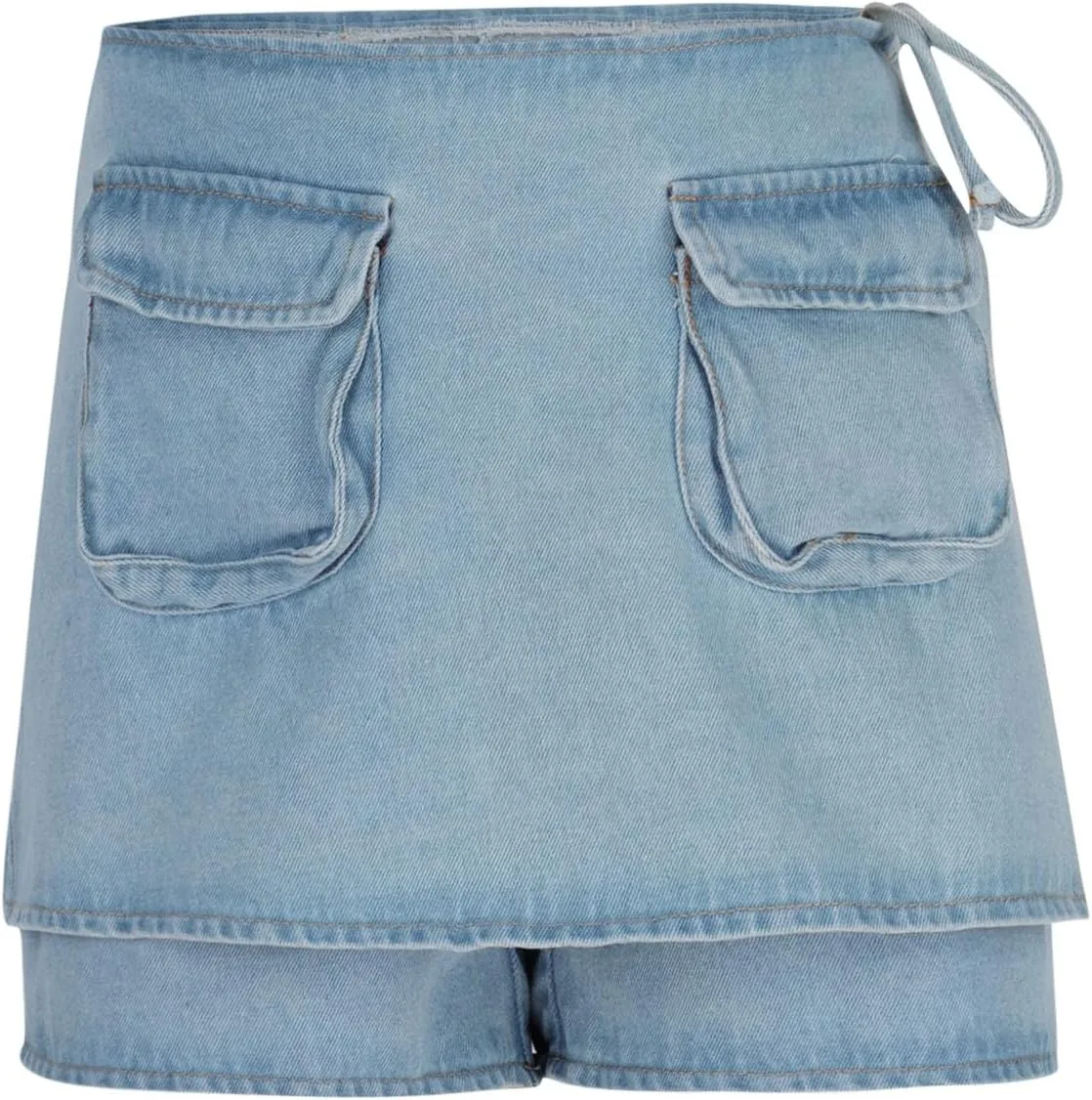 HGps8w Women's Stretchy Denim Cargo Skort Sexy High Waisted 2025 Summer Casual Mini Jean Skirt Shorts with Pockets