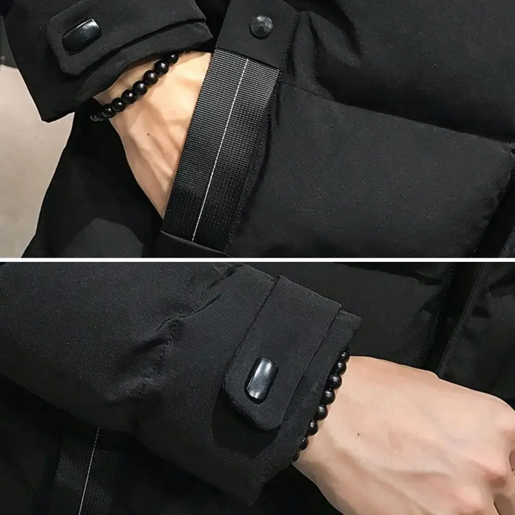 Hndudnff Men Hooded Cotton Padded Coat Parkas Winter Casual Warm Thick Zipper Pockets Jacket