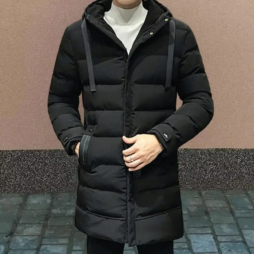 Hndudnff Men Hooded Cotton Padded Coat Parkas Winter Casual Warm Thick Zipper Pockets Jacket