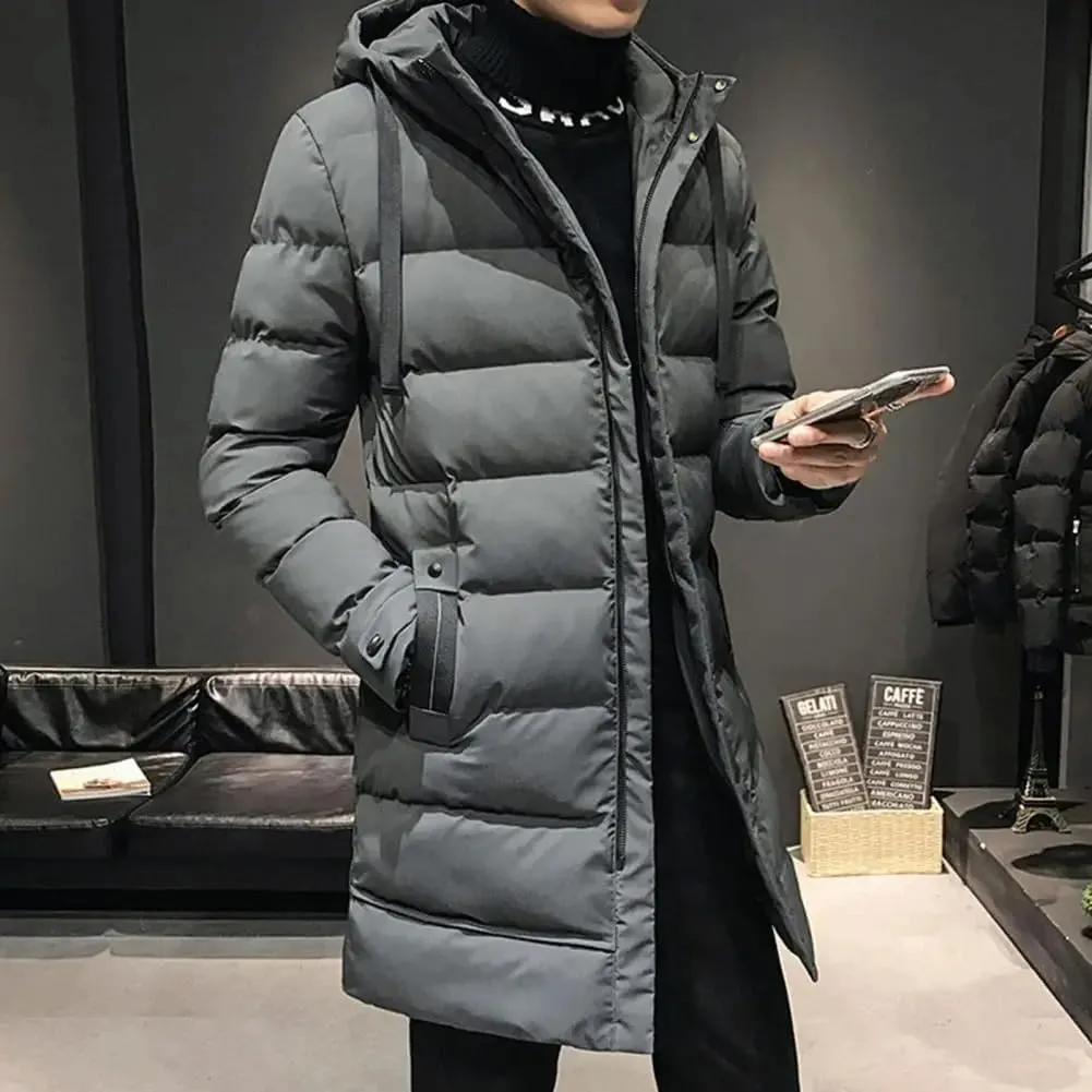 Hndudnff Men Hooded Cotton Padded Coat Parkas Winter Casual Warm Thick Zipper Pockets Jacket