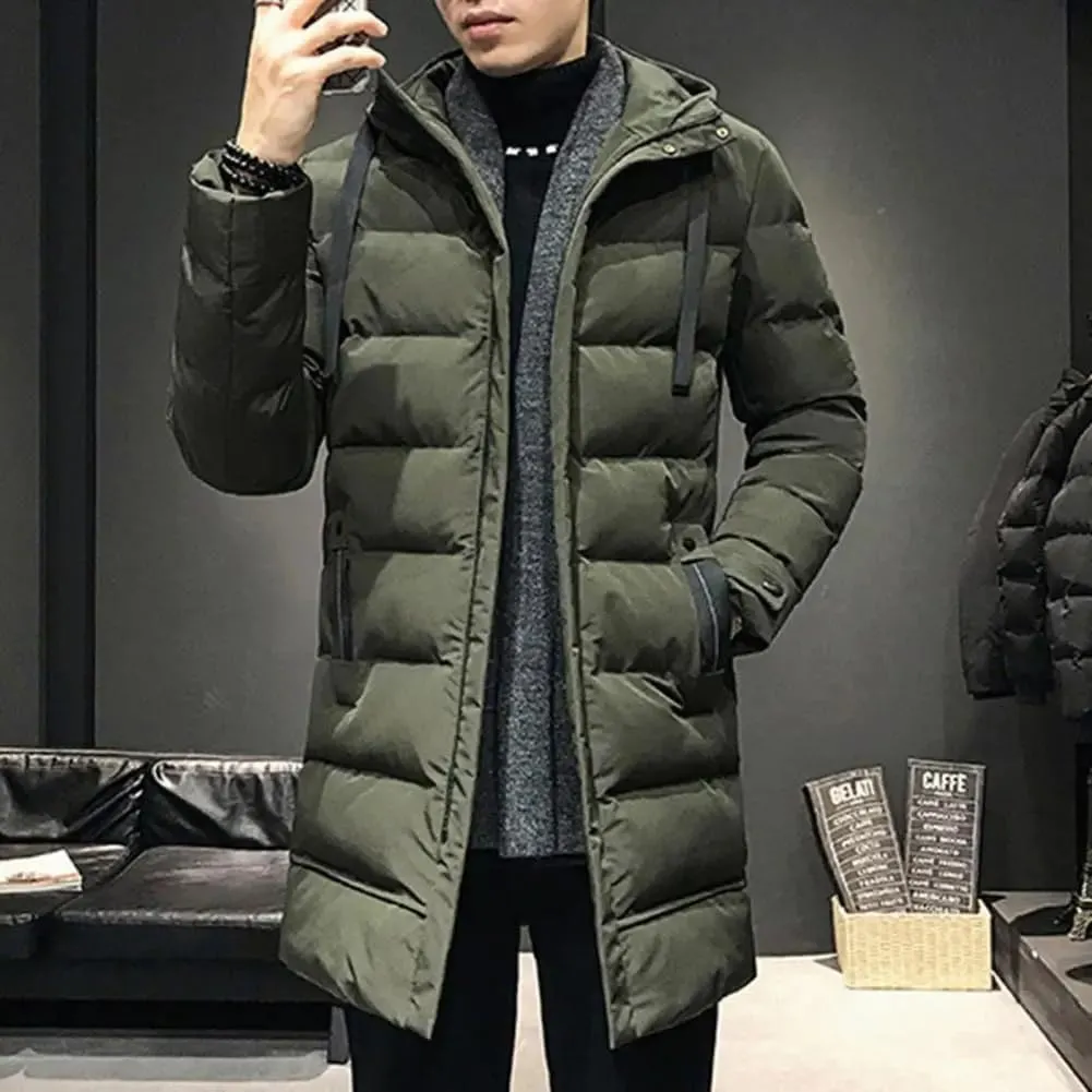 Hndudnff Men Hooded Cotton Padded Coat Parkas Winter Casual Warm Thick Zipper Pockets Jacket