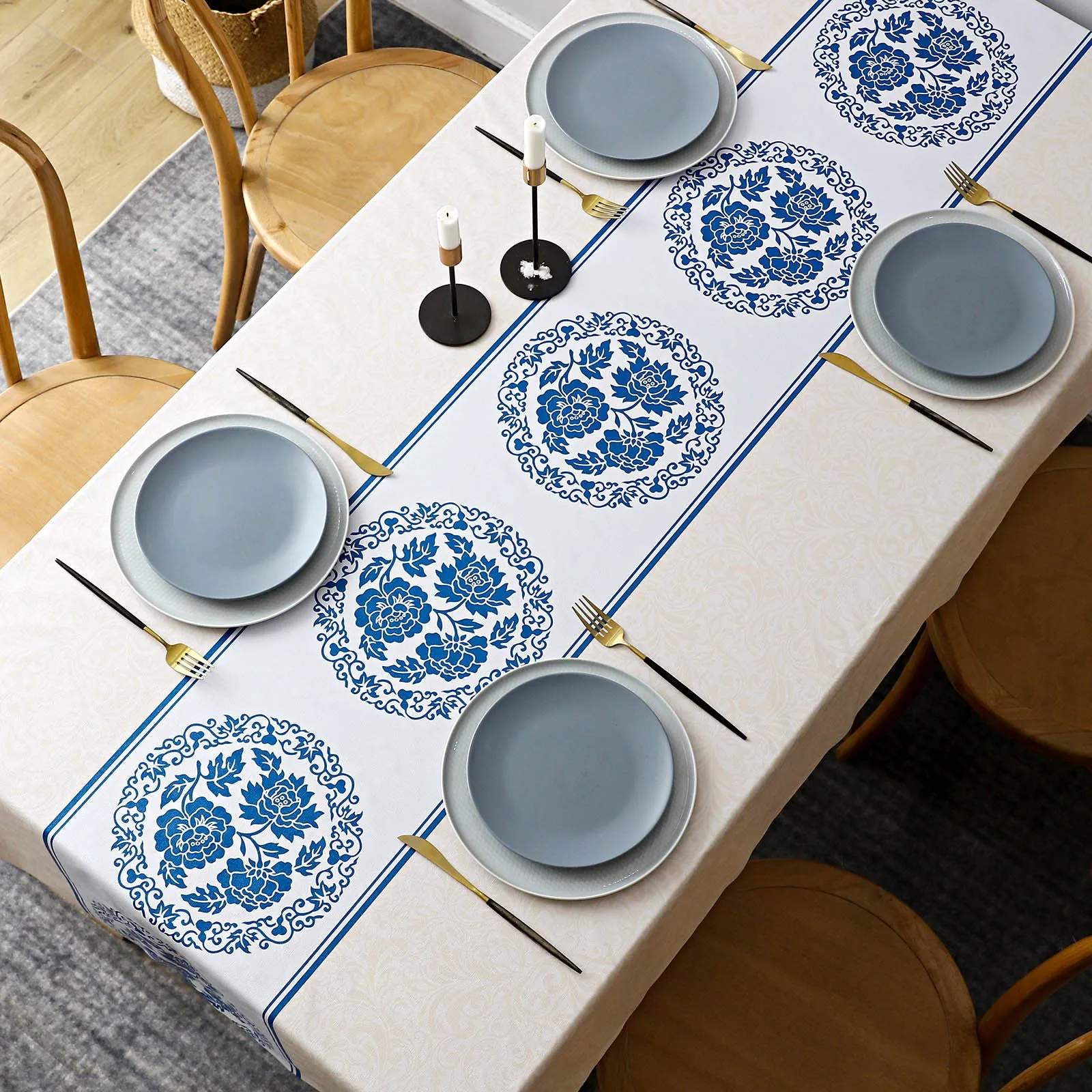 Holiday Night Restaurant PVC Waterproof Tablecloth Oil-Proof