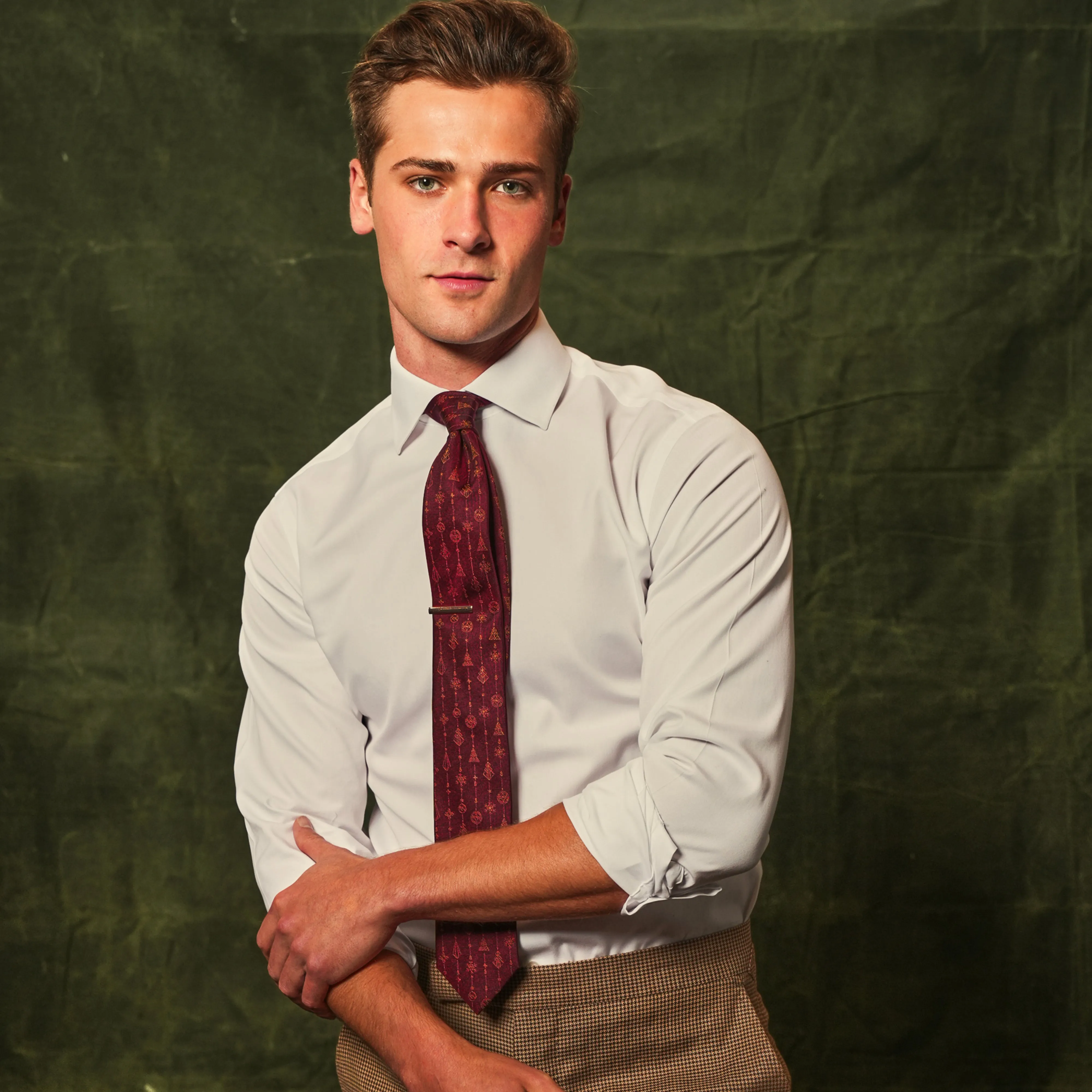 Holiday Ornaments Burgundy Tie