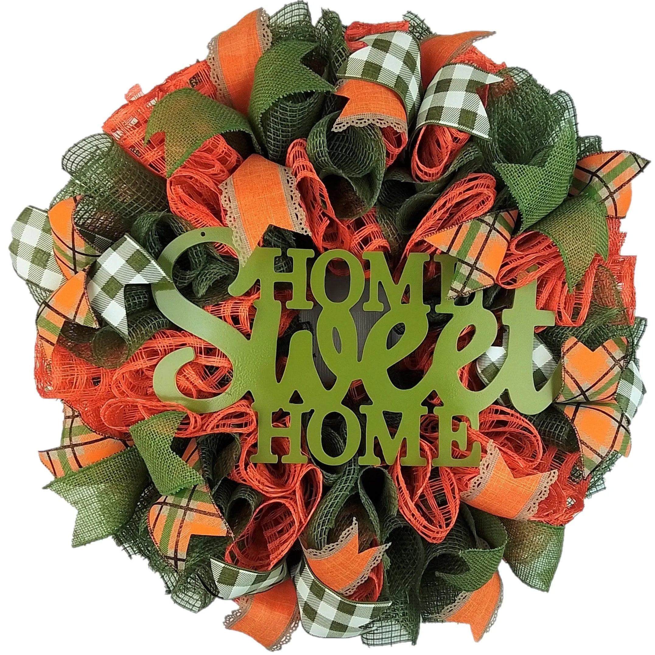 Home Sweet Home Thanksgiving Door Buffalo Plaid Wreath