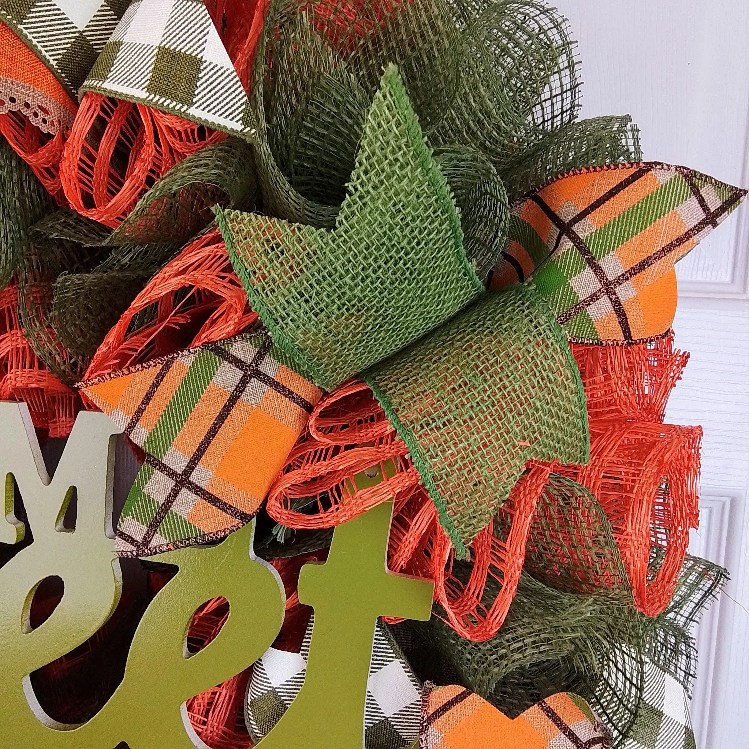 Home Sweet Home Thanksgiving Door Buffalo Plaid Wreath