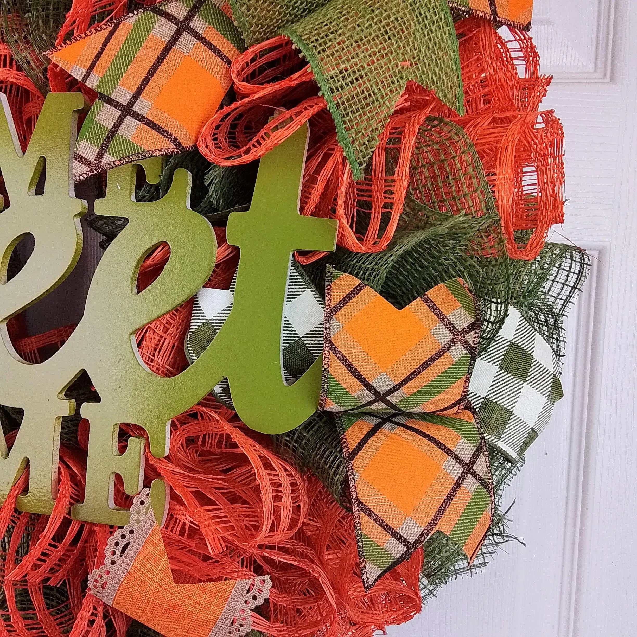 Home Sweet Home Thanksgiving Door Buffalo Plaid Wreath