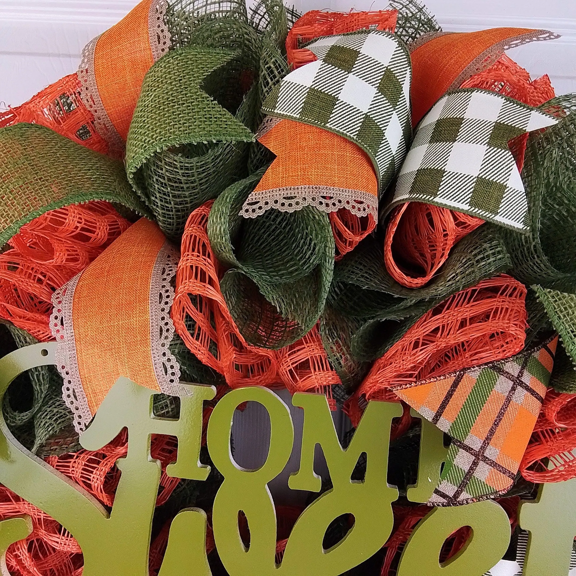Home Sweet Home Thanksgiving Door Buffalo Plaid Wreath