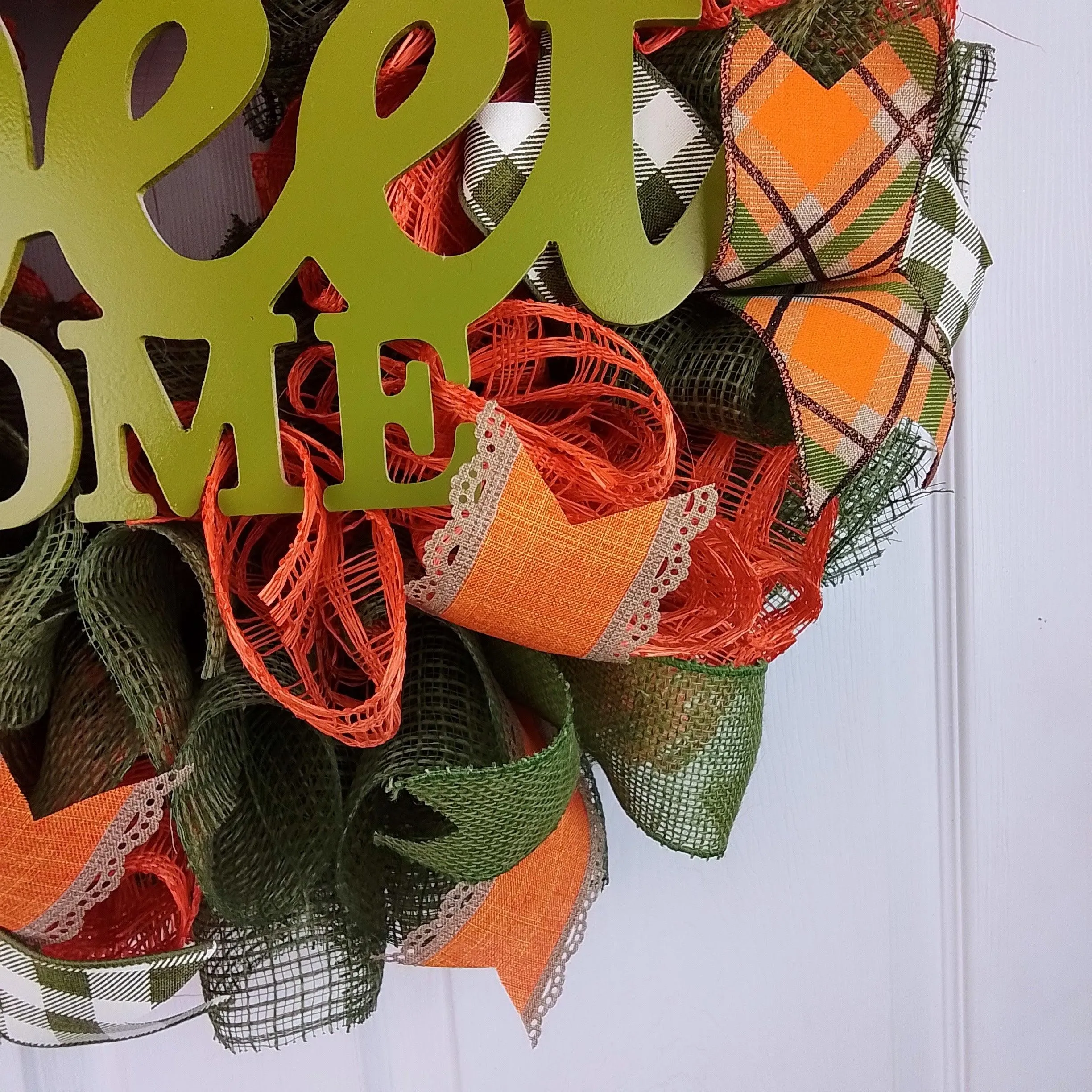 Home Sweet Home Thanksgiving Door Buffalo Plaid Wreath