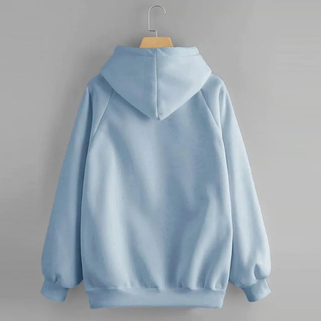 Hoodies for Women Pullover Basic Solid Long Sleeve Crewneck Sweatshirts for Teens Girls Oversized Hooded Tops