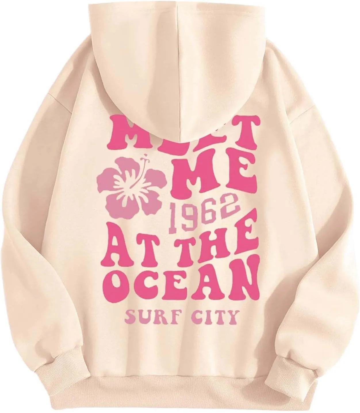 Hoodies Sweatshirt for Women Graphic Trendy Cute Y2K Clothes Girls Pullover Oversized Pink Palm Puff Preppy Hoodies