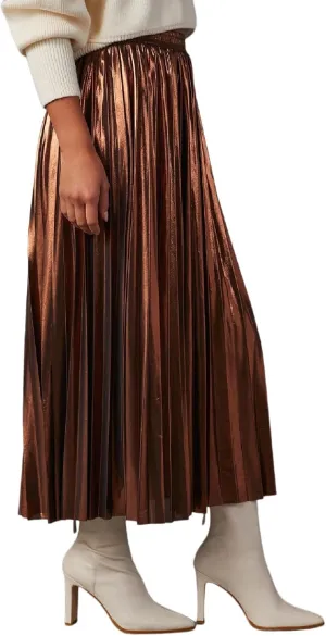 Hot Stamping Shiny Silver Pleated Skirt High Waist A Line Pleated Skirt Girls Plaid Skirt Overalls