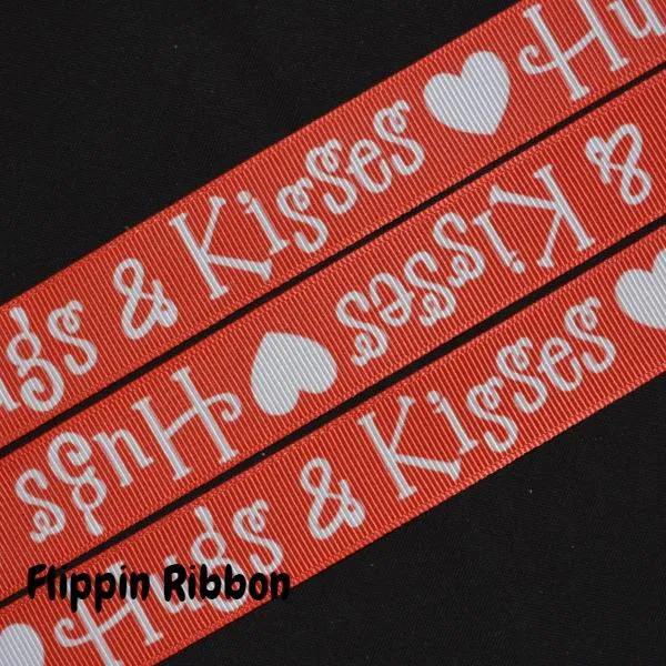 Hugs & Kisses Ribbon - 7/8 inch Printed Grosgrain