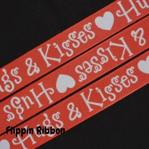 Hugs & Kisses Ribbon - 7/8 inch Printed Grosgrain