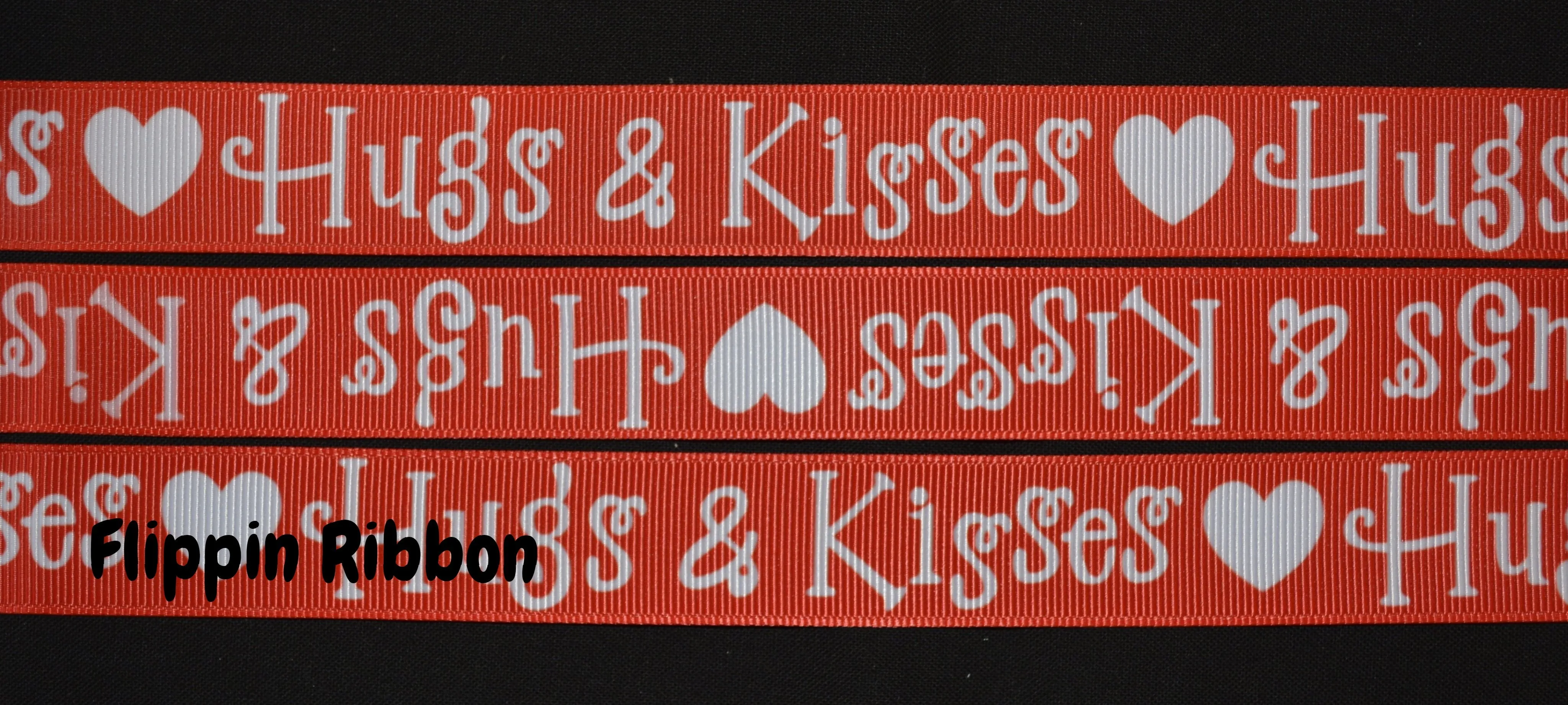 Hugs & Kisses Ribbon - 7/8 inch Printed Grosgrain