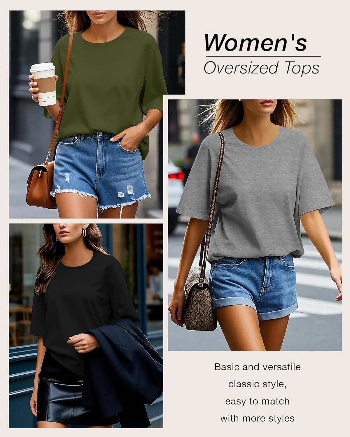 Huukeay 3 Pcs Womens Half Sleeve Top Elbow Length T Shirt Women Round Neck Basic T Shirt Summer Casual Blouses