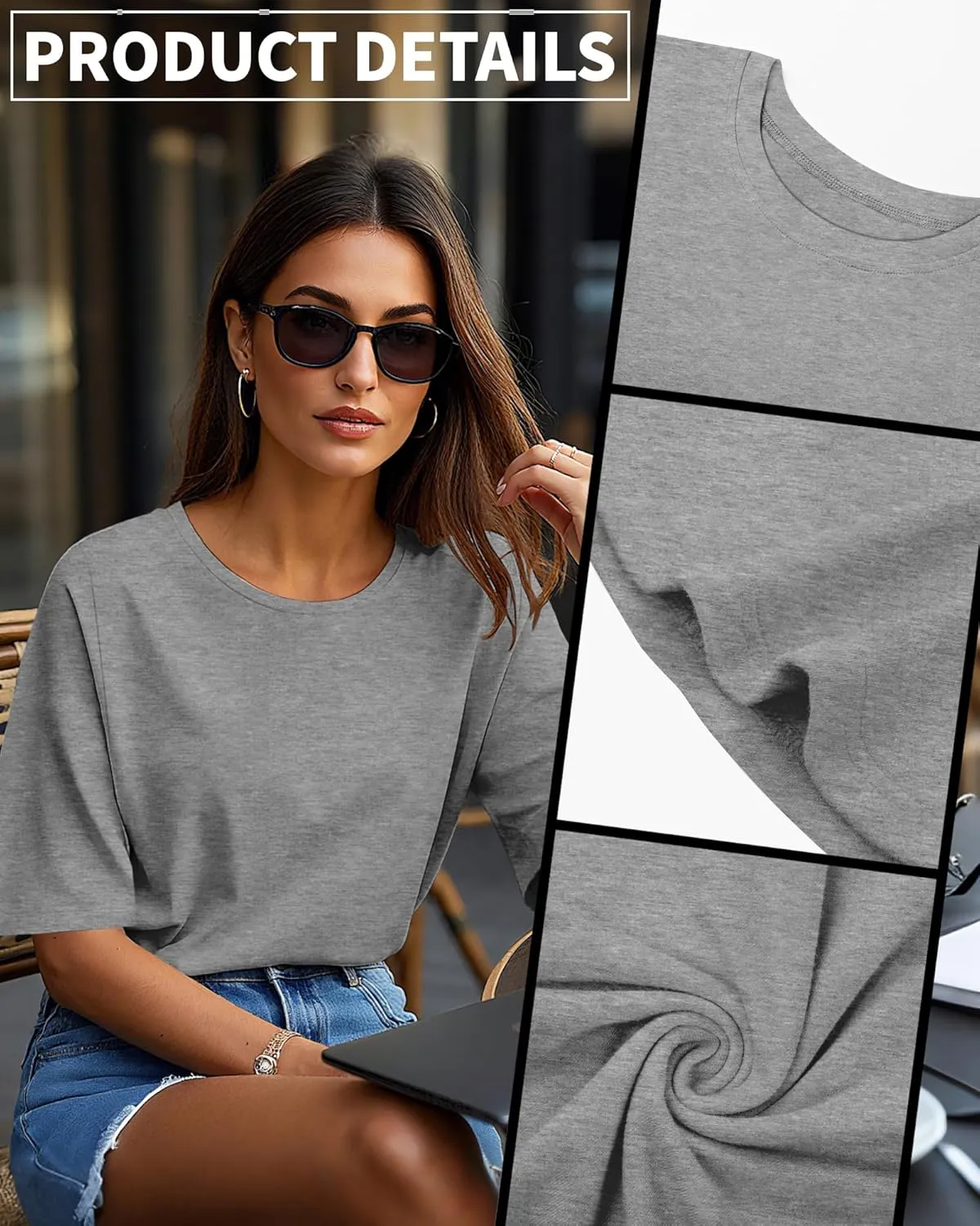 Huukeay 3 Pcs Womens Half Sleeve Top Elbow Length T Shirt Women Round Neck Basic T Shirt Summer Casual Blouses