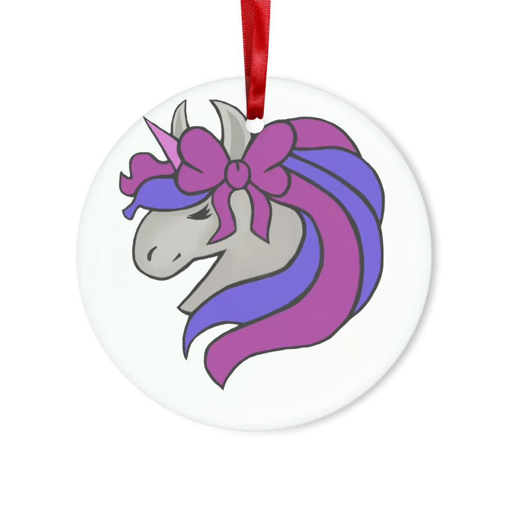 JohnsonKelly_UnicornHead2 Glass Hanging Ornament