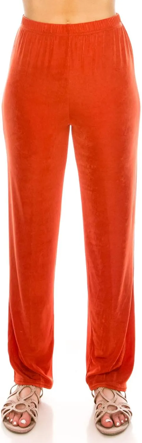 Jostar Women's Elastic Waist Pants  Pull On Acetate Non Iron Stretch Straight Leg Relaxed Fit Basic Trouser