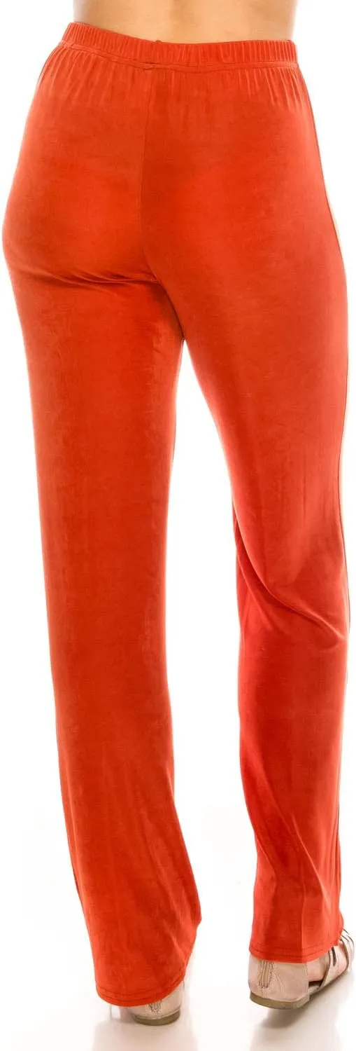 Jostar Women's Elastic Waist Pants  Pull On Acetate Non Iron Stretch Straight Leg Relaxed Fit Basic Trouser