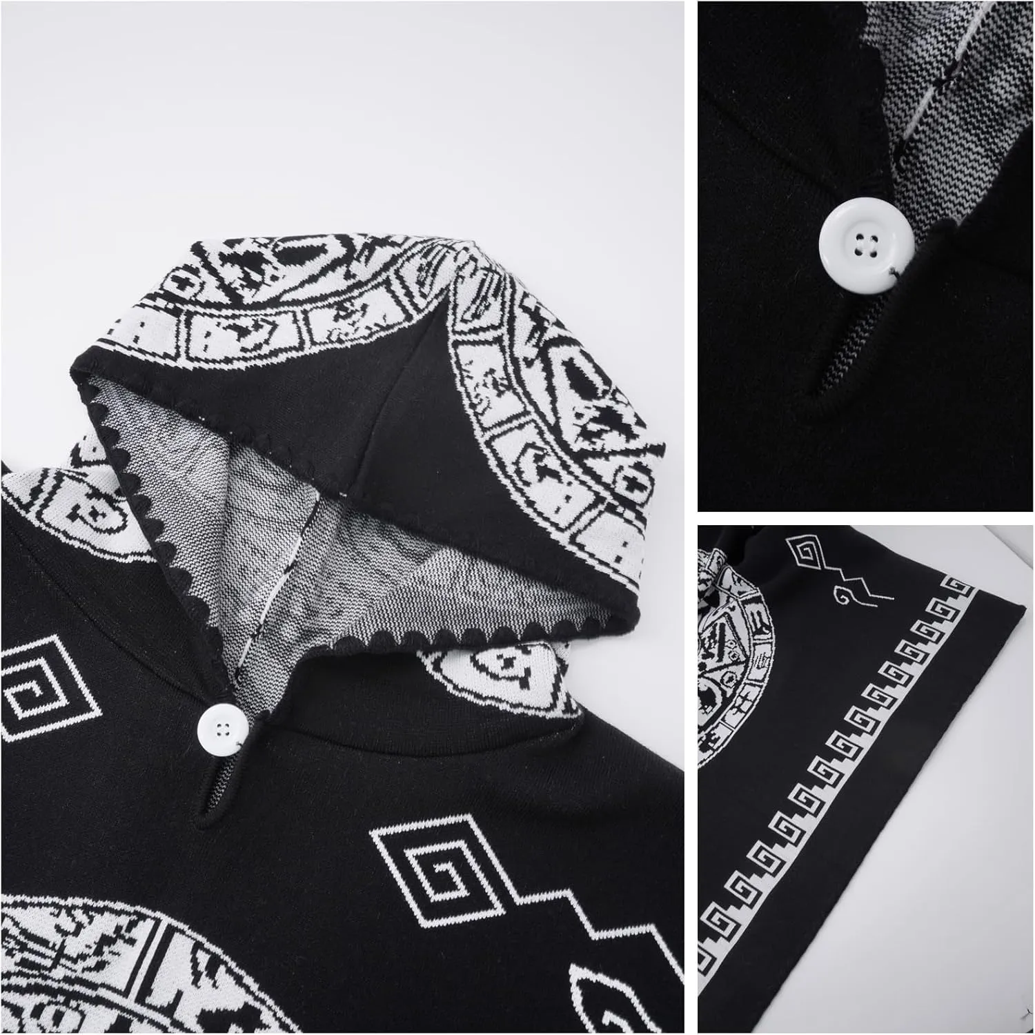 JXVX Mexican Poncho Shawl Vintage Hippie Sarape Pancho Cape Boho Totem Mexicanos Sleeveless Sweater Cloak Costume Outfit
