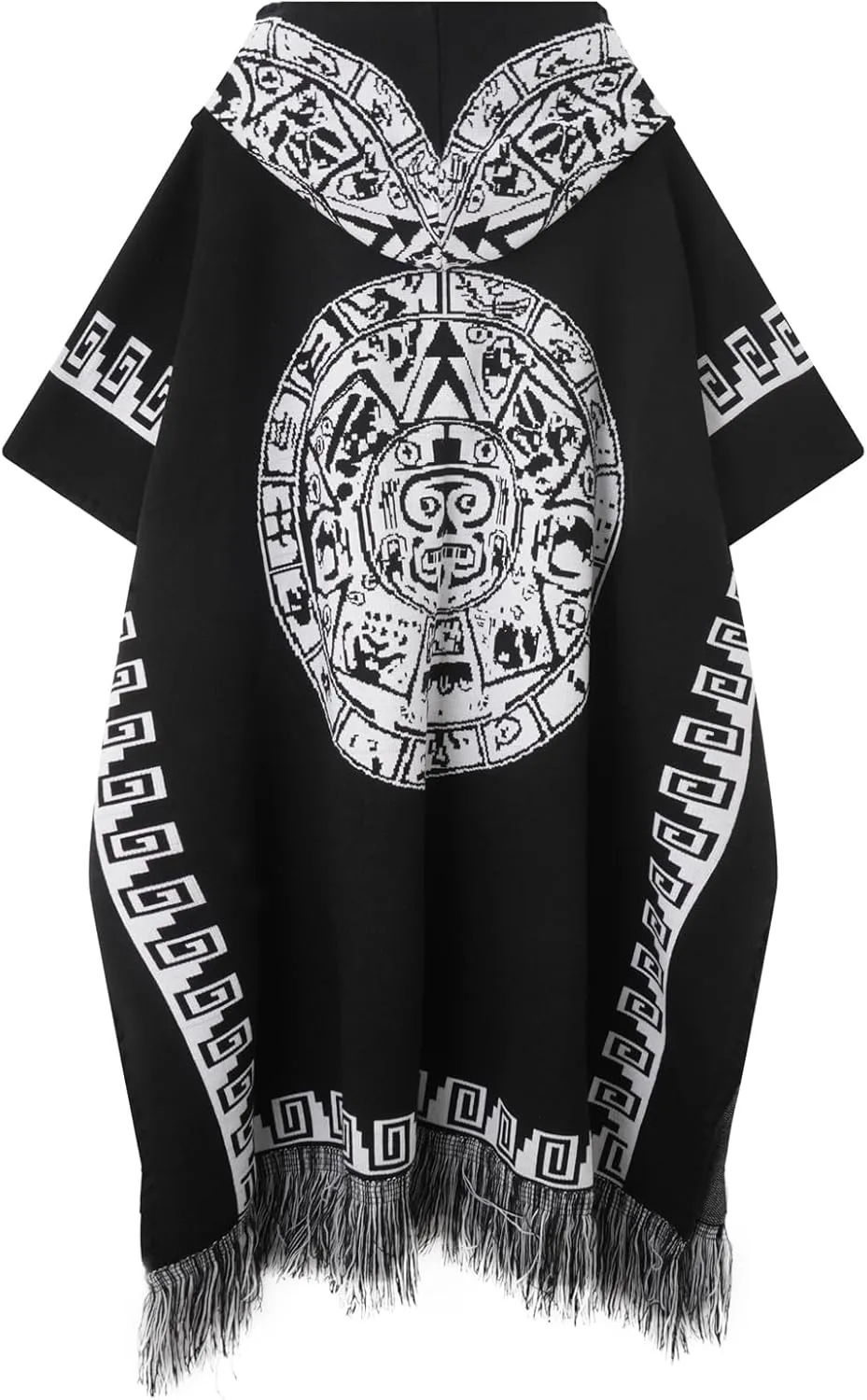 JXVX Mexican Poncho Shawl Vintage Hippie Sarape Pancho Cape Boho Totem Mexicanos Sleeveless Sweater Cloak Costume Outfit