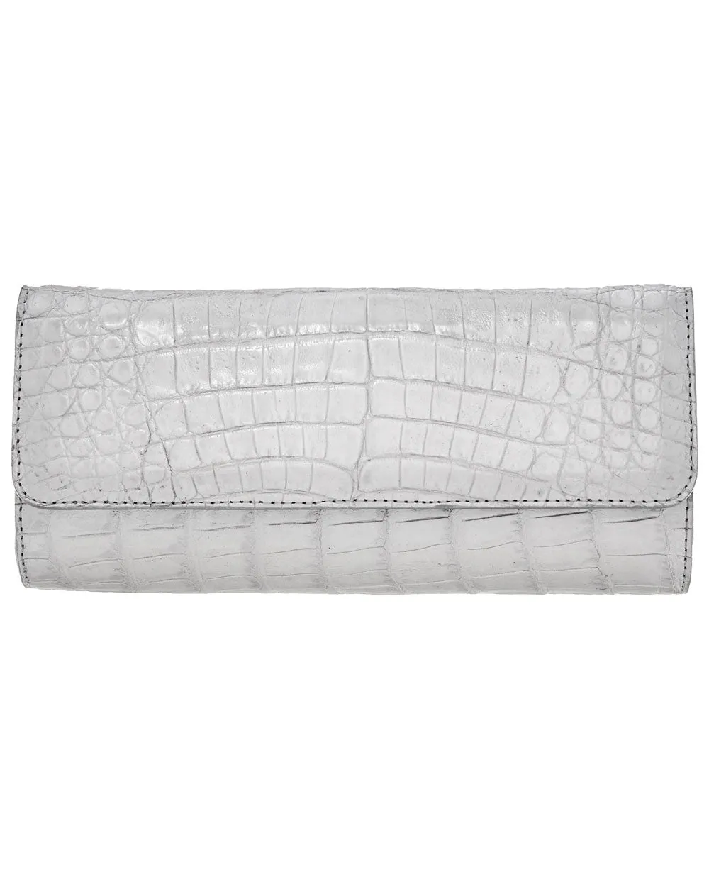 Kate Crocodile Clutch in Soft Silver