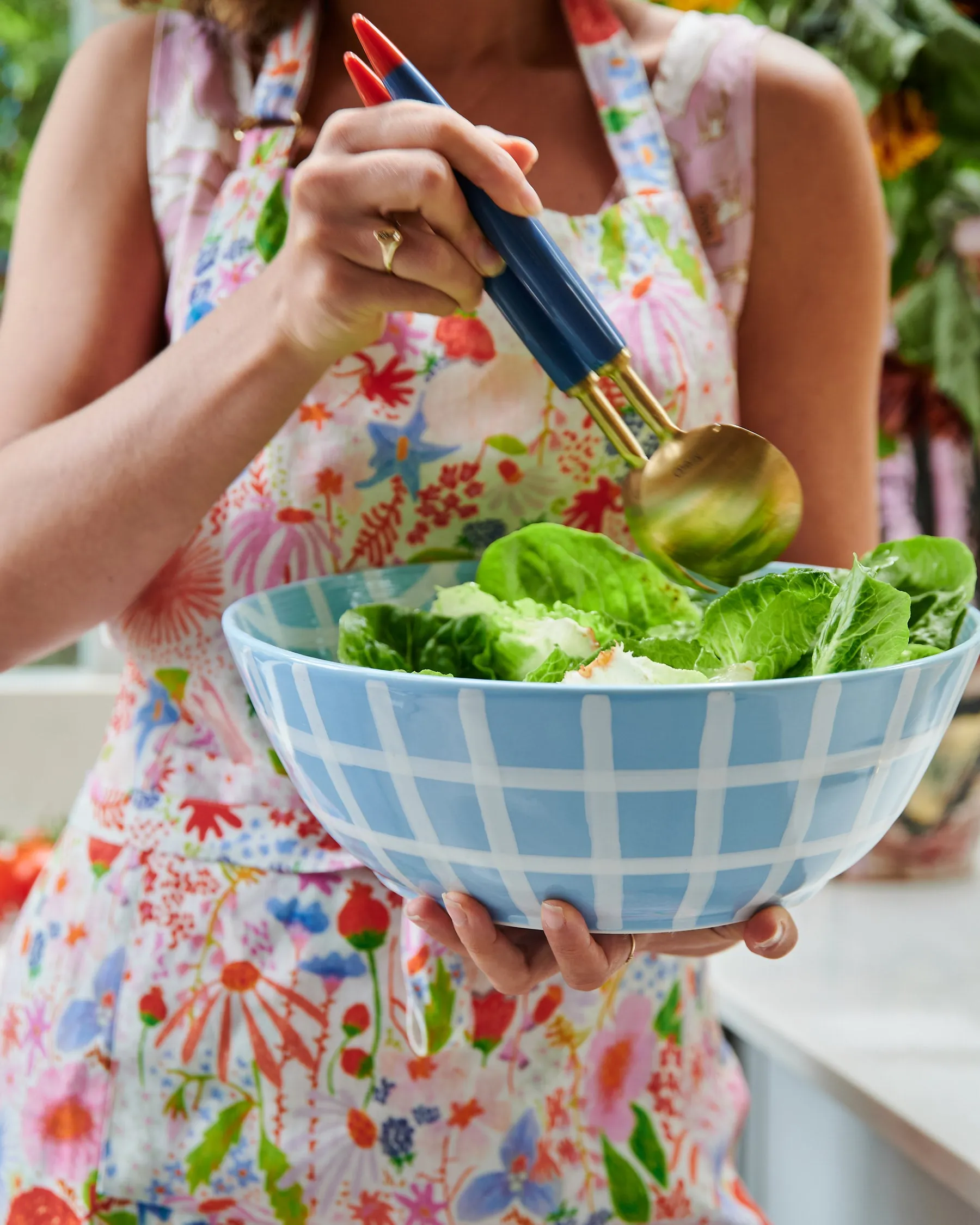 Kip & Co Blue Bird Tartan Salad Bowl