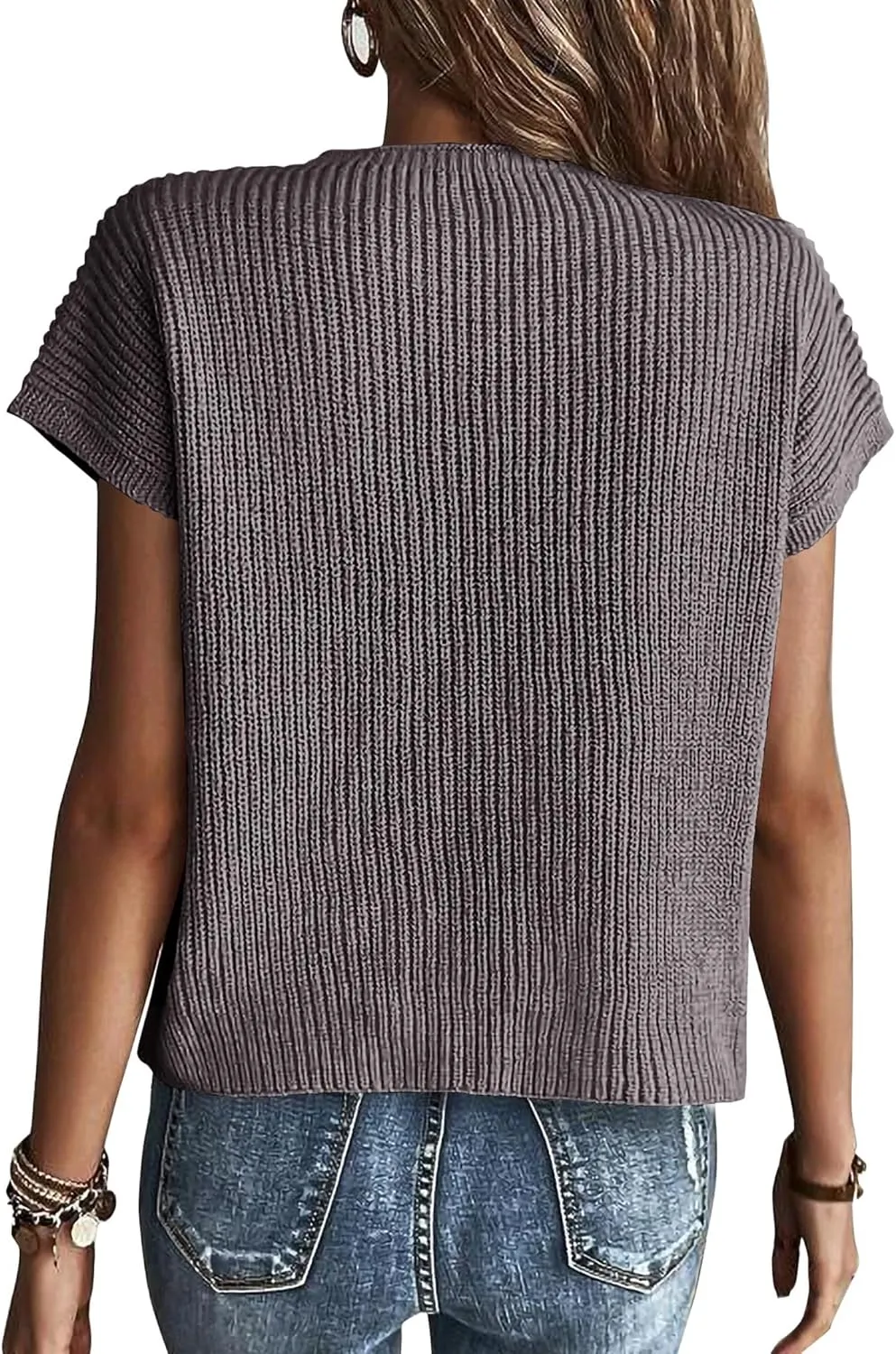 KIRUNDO Short Sleeve Sweater for Women 2025 Casual Sweater Vest Cotton Knit Pullover Tank Tops Trendy Spring Summer Outfits