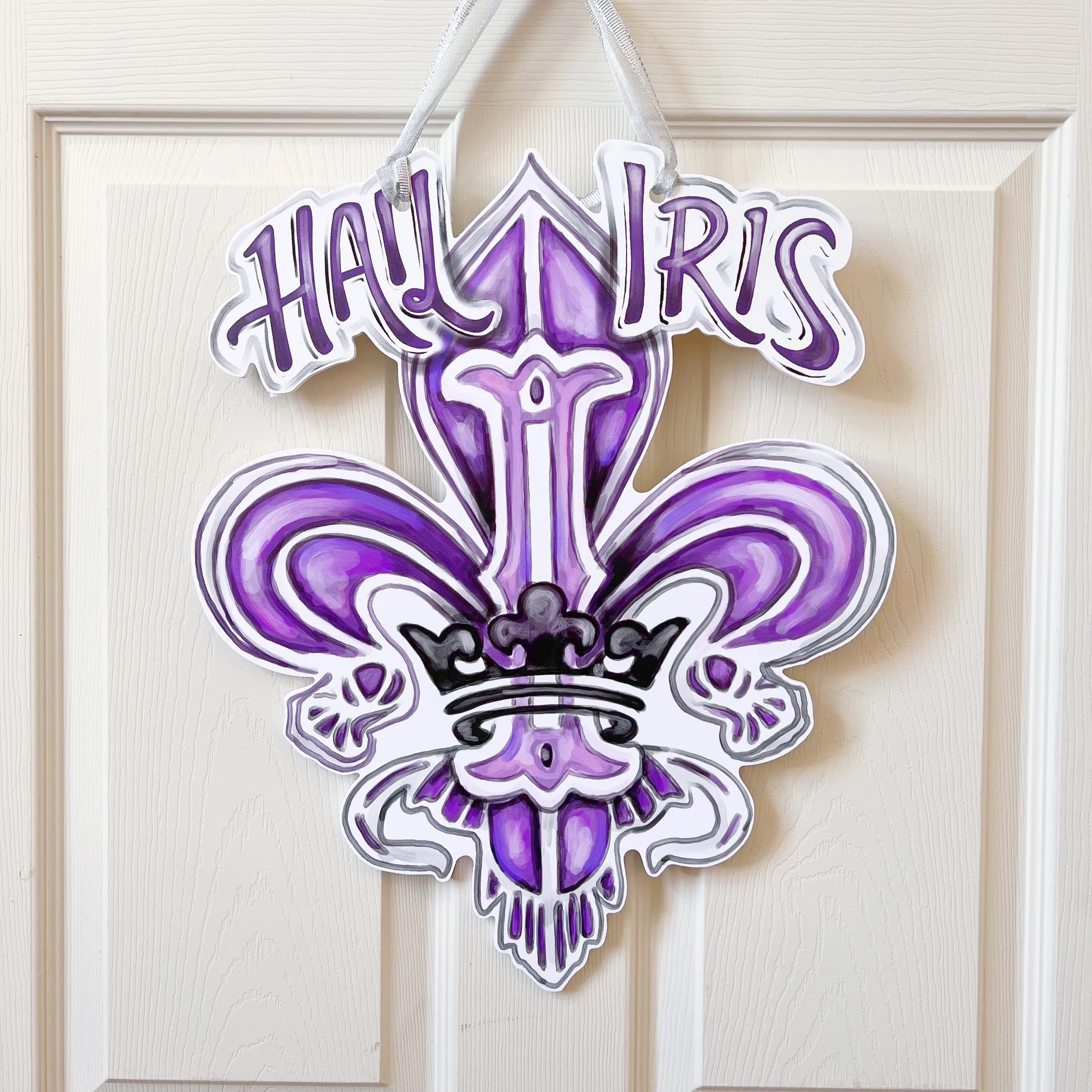 Krewe of Iris Crest Fleur De Lis Door Hanger