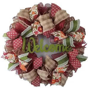 Lace Fall Wreaths for Front Door - Everyday Burlap Thanksgiving Deco Mesh Door Decor