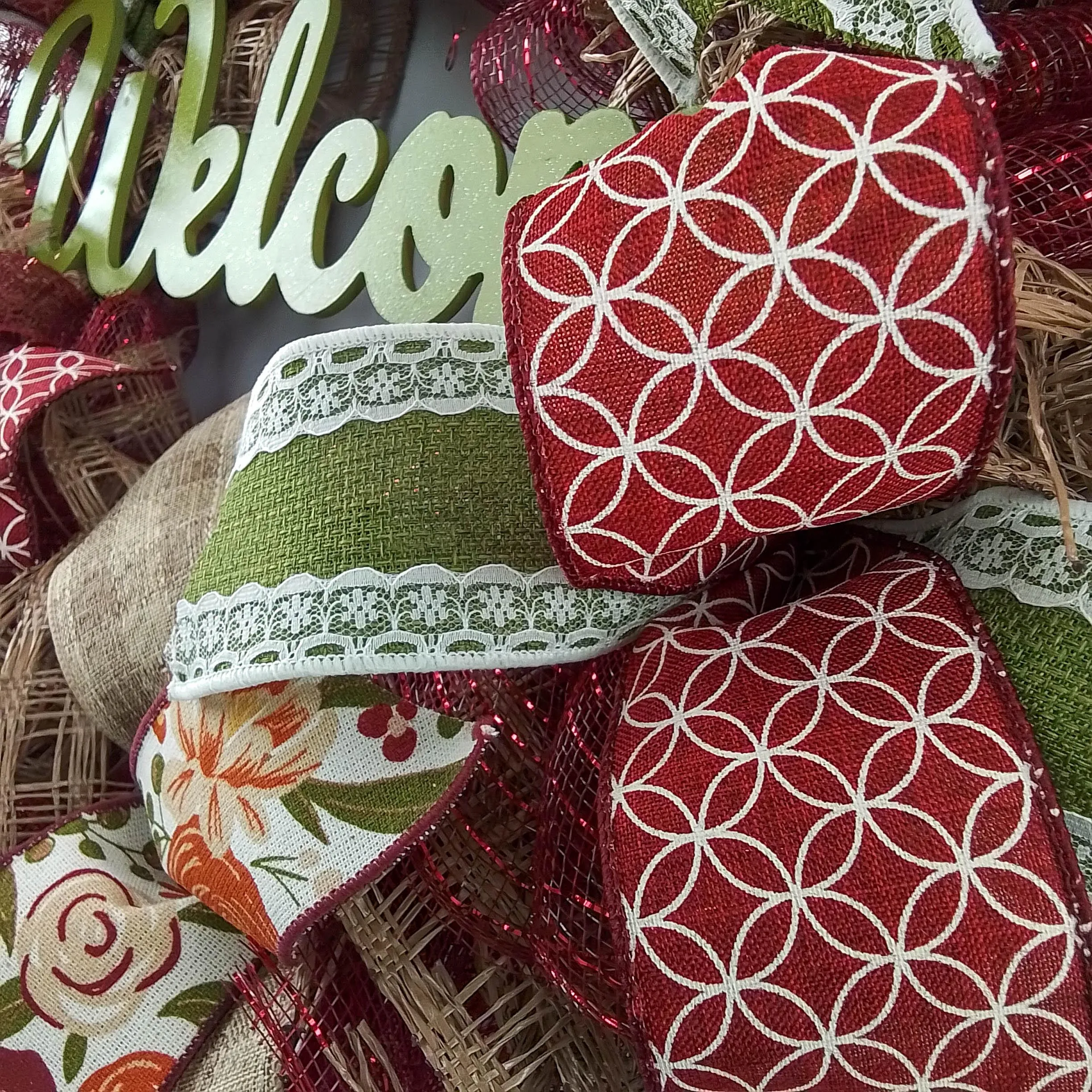 Lace Fall Wreaths for Front Door - Everyday Burlap Thanksgiving Deco Mesh Door Decor