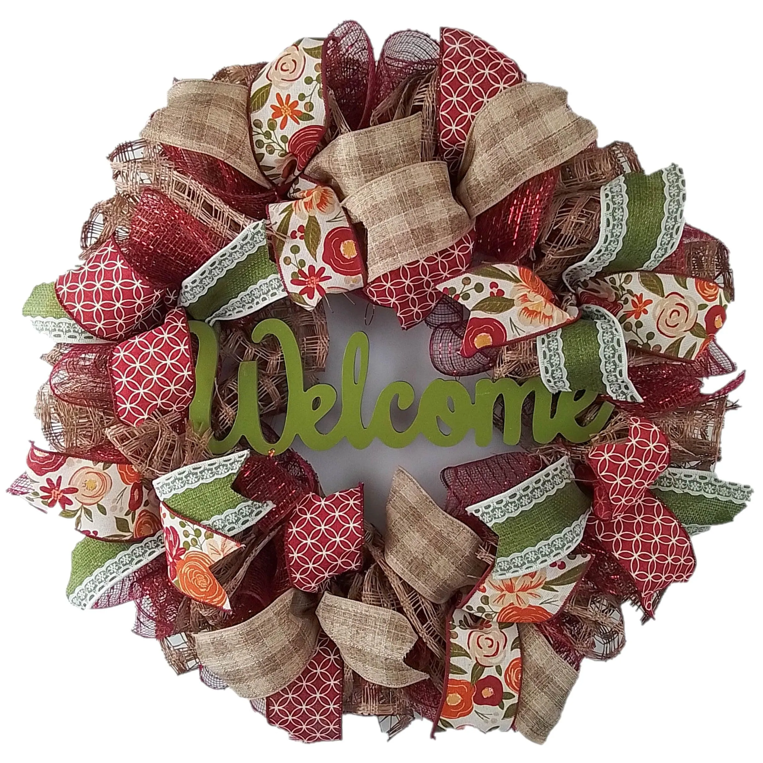 Lace Fall Wreaths for Front Door - Everyday Burlap Thanksgiving Deco Mesh Door Decor