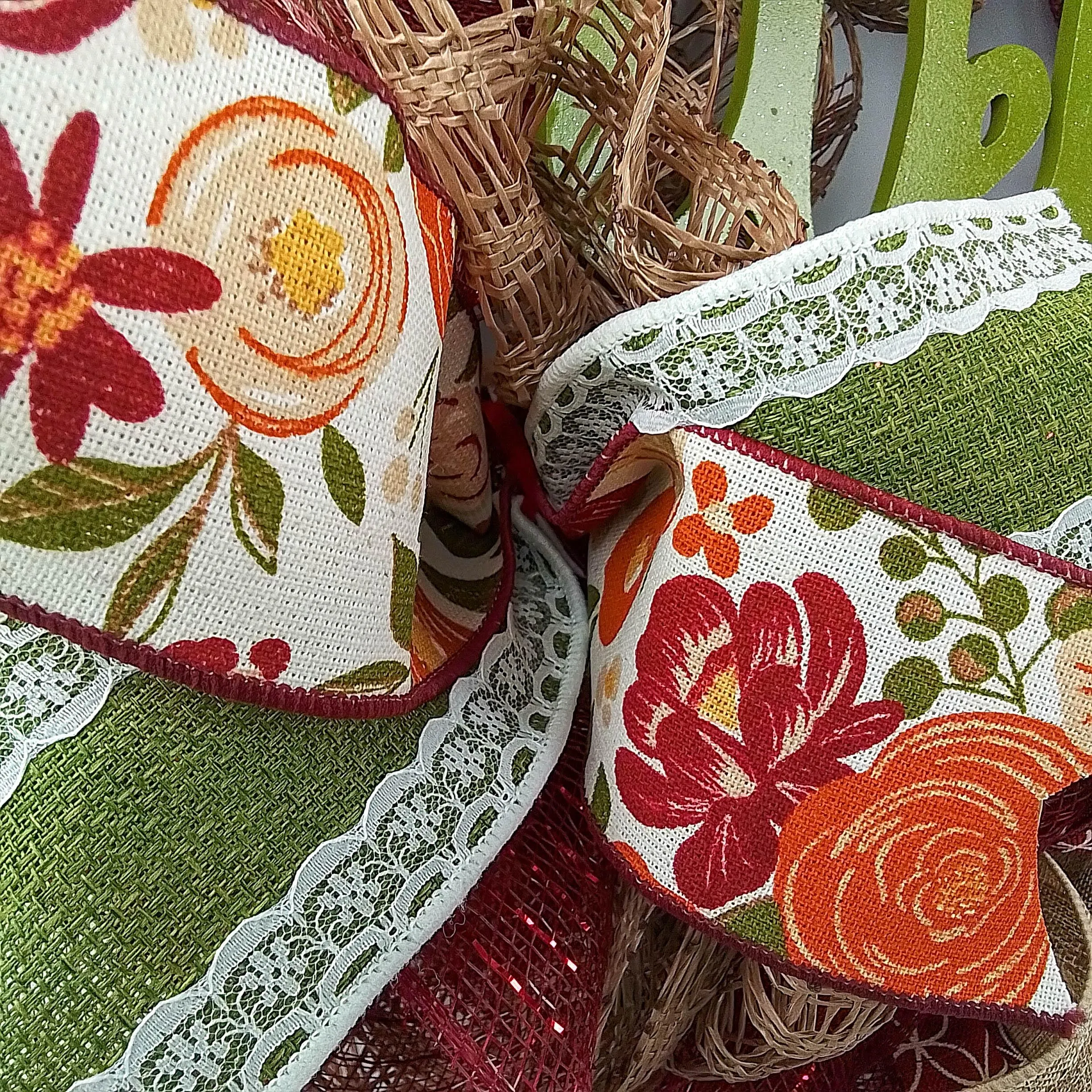 Lace Fall Wreaths for Front Door - Everyday Burlap Thanksgiving Deco Mesh Door Decor