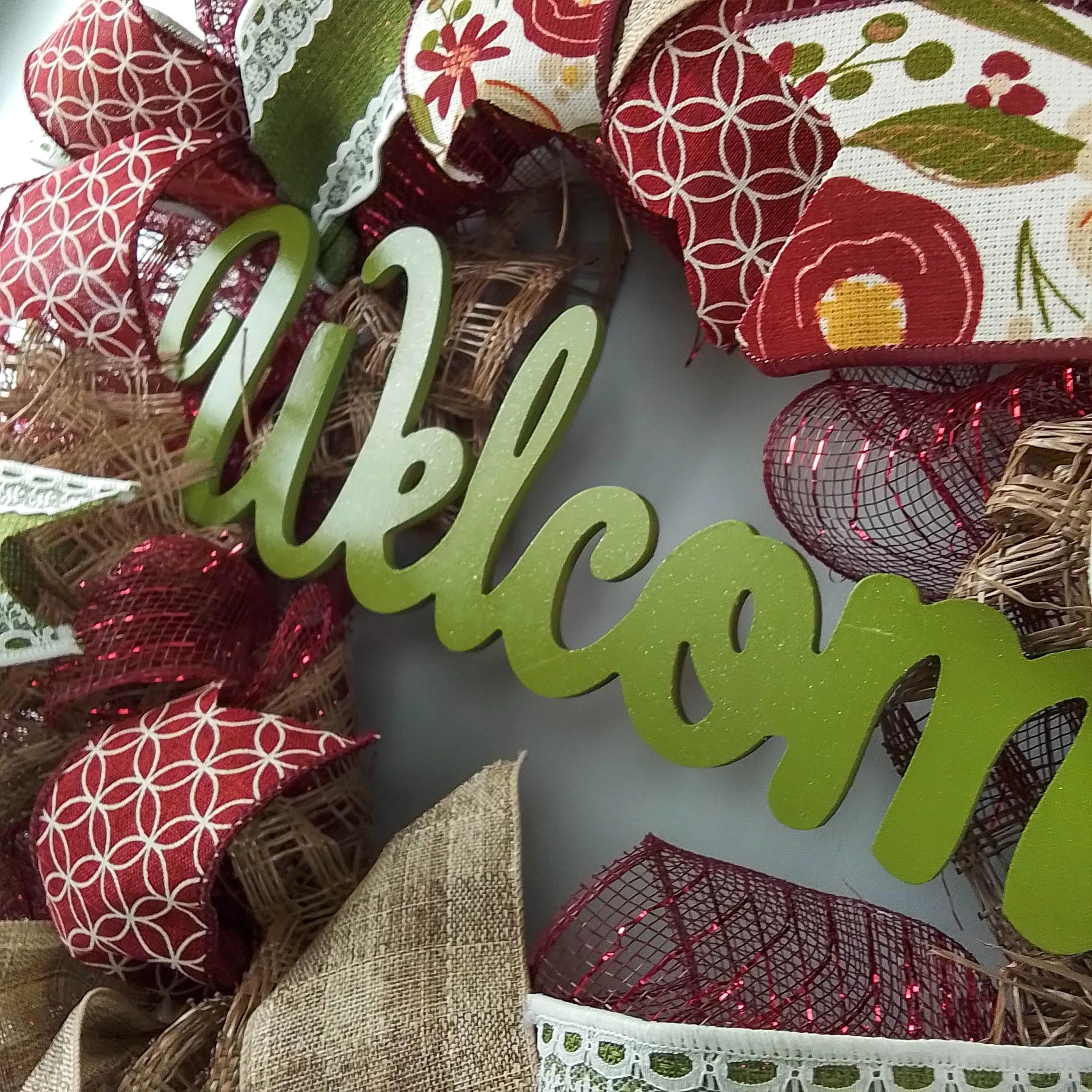 Lace Fall Wreaths for Front Door - Everyday Burlap Thanksgiving Deco Mesh Door Decor
