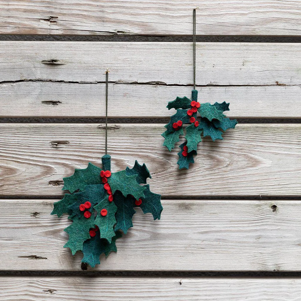 Large Festive Holly Ornament